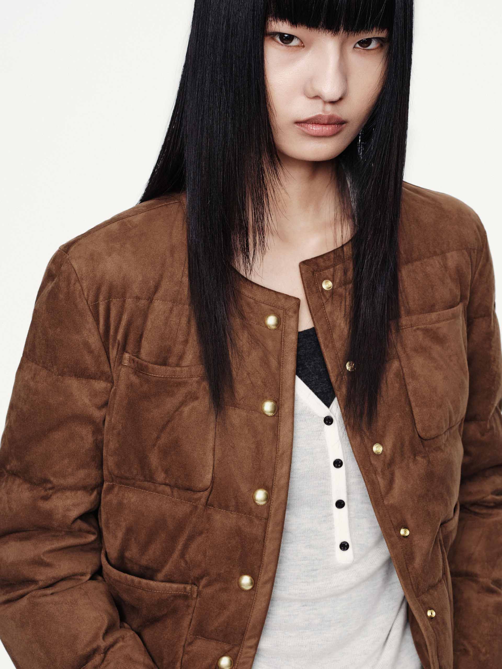 Cropped Round Neck Down Jacket