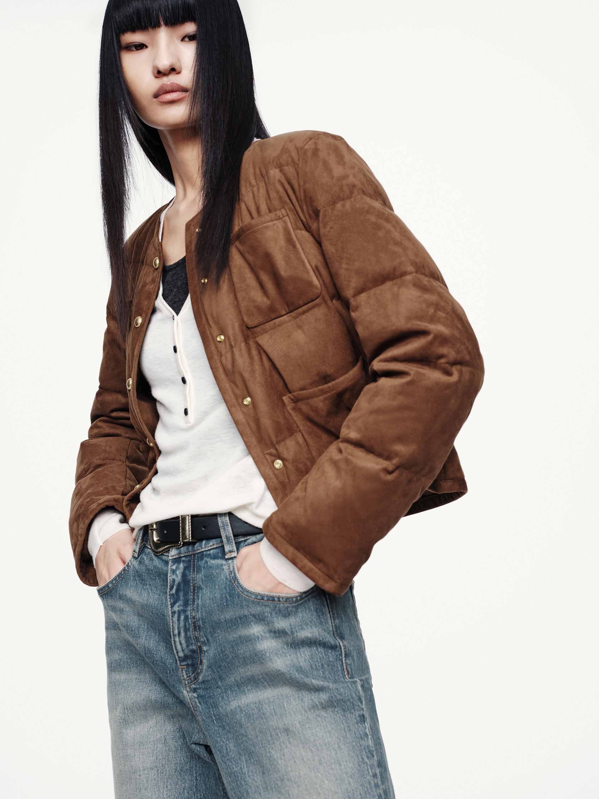 Cropped Round Neck Down Jacket