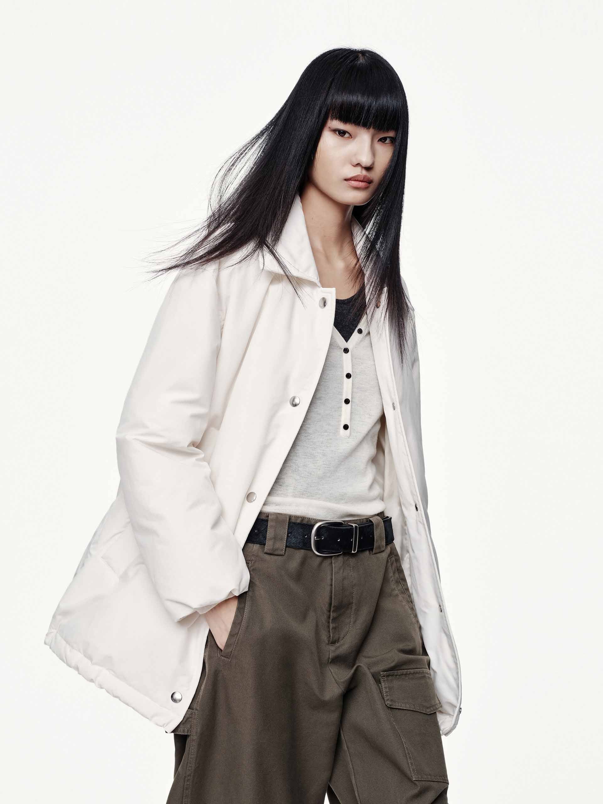 Snap Button Quilted Down Jacket