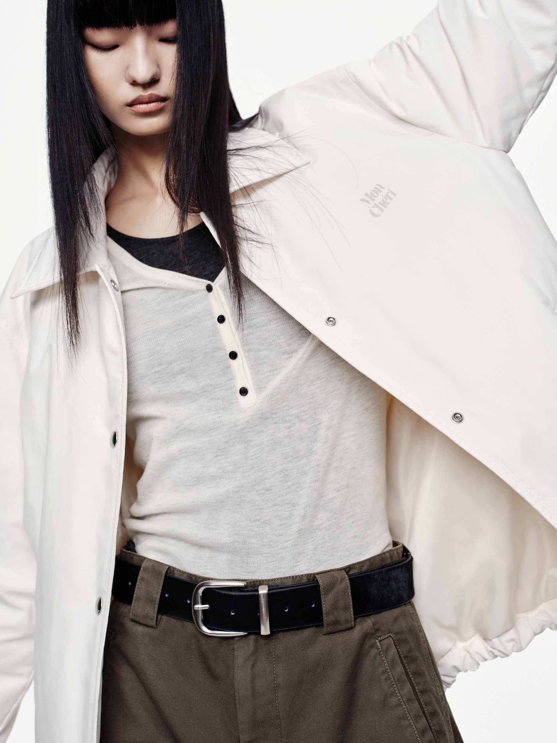 Snap Button Quilted Down Jacket
