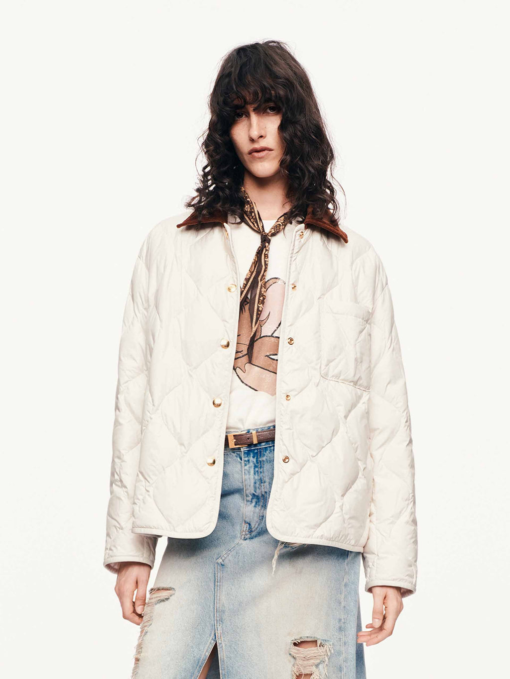 Contrast Collar Down Jacket