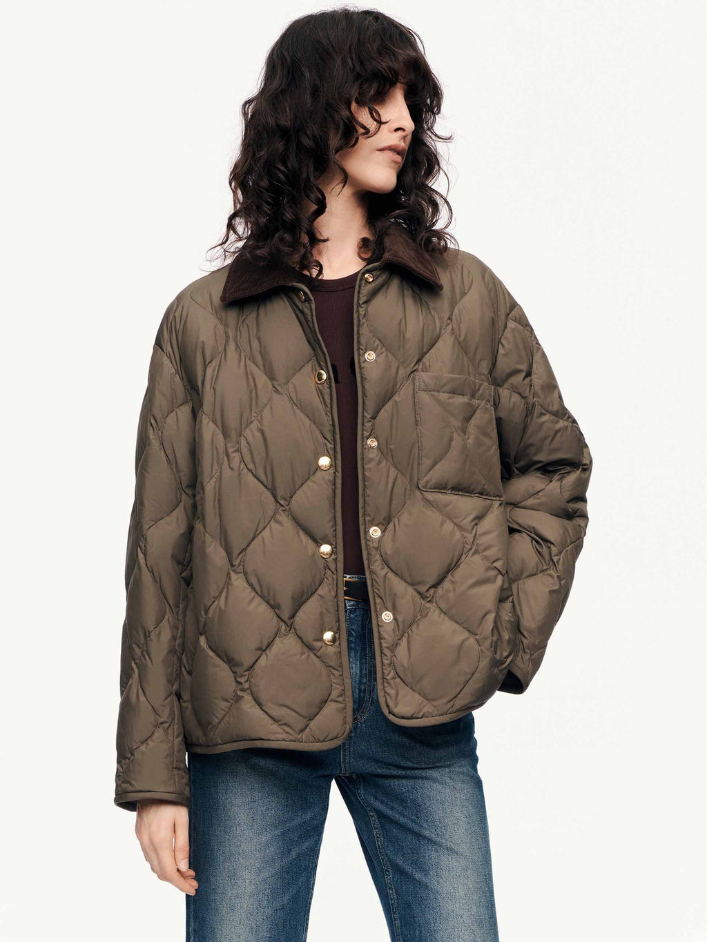 Contrast Collar Down Jacket