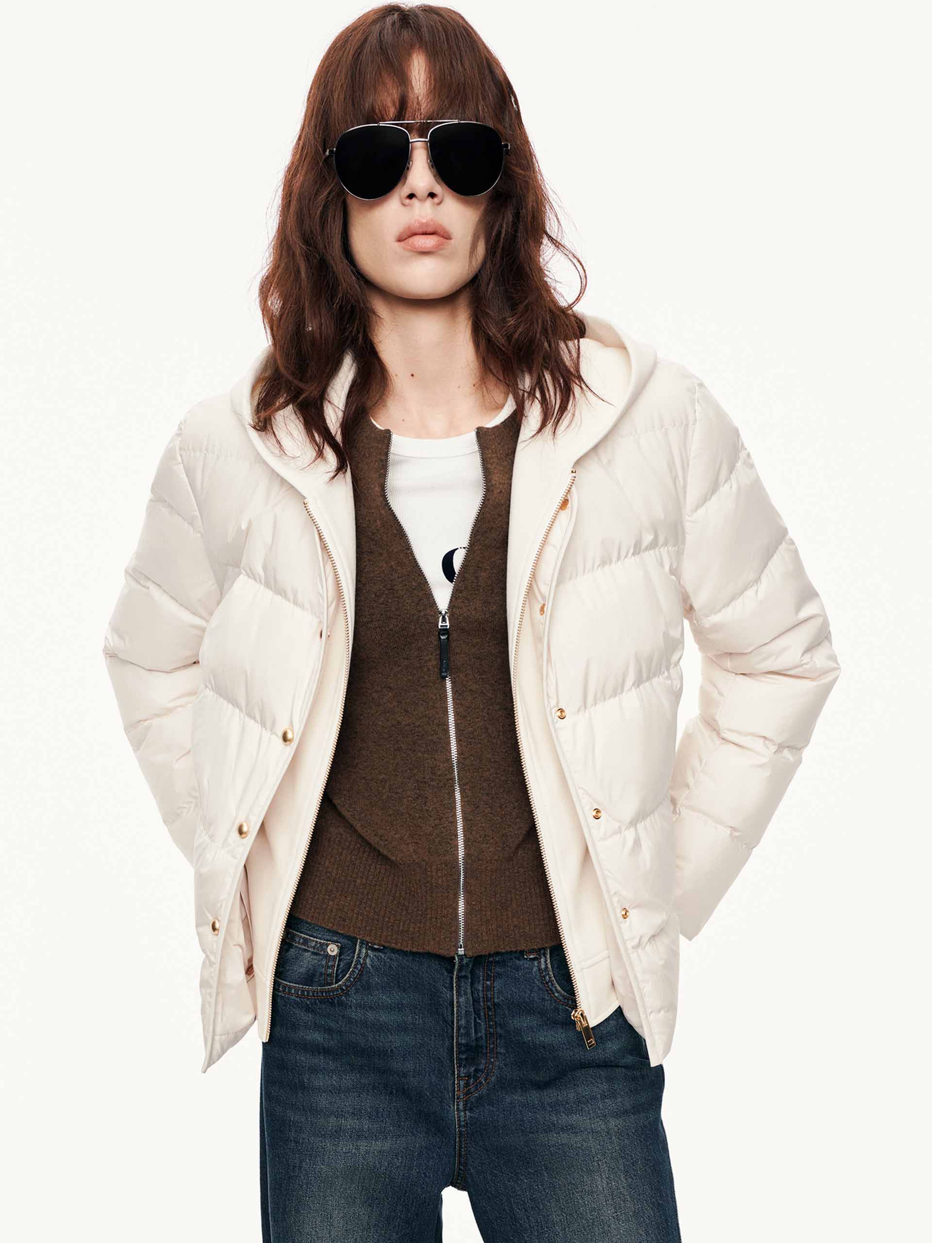 Hooded Layered Down Jacket