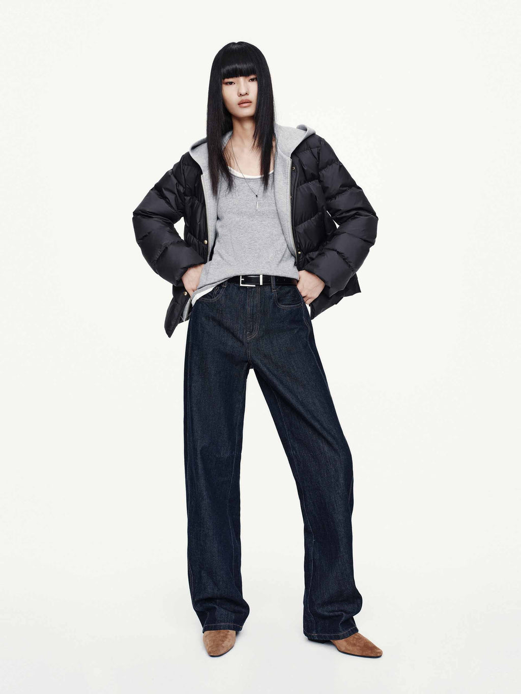 Hooded Layered Down Jacket