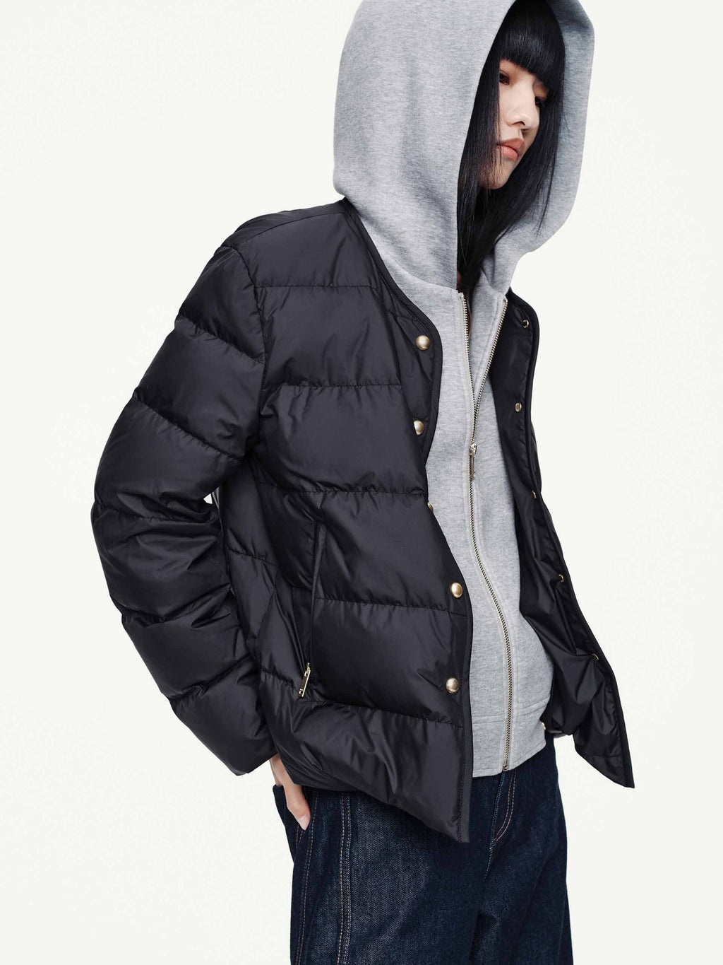 Hooded Layered Down Jacket
