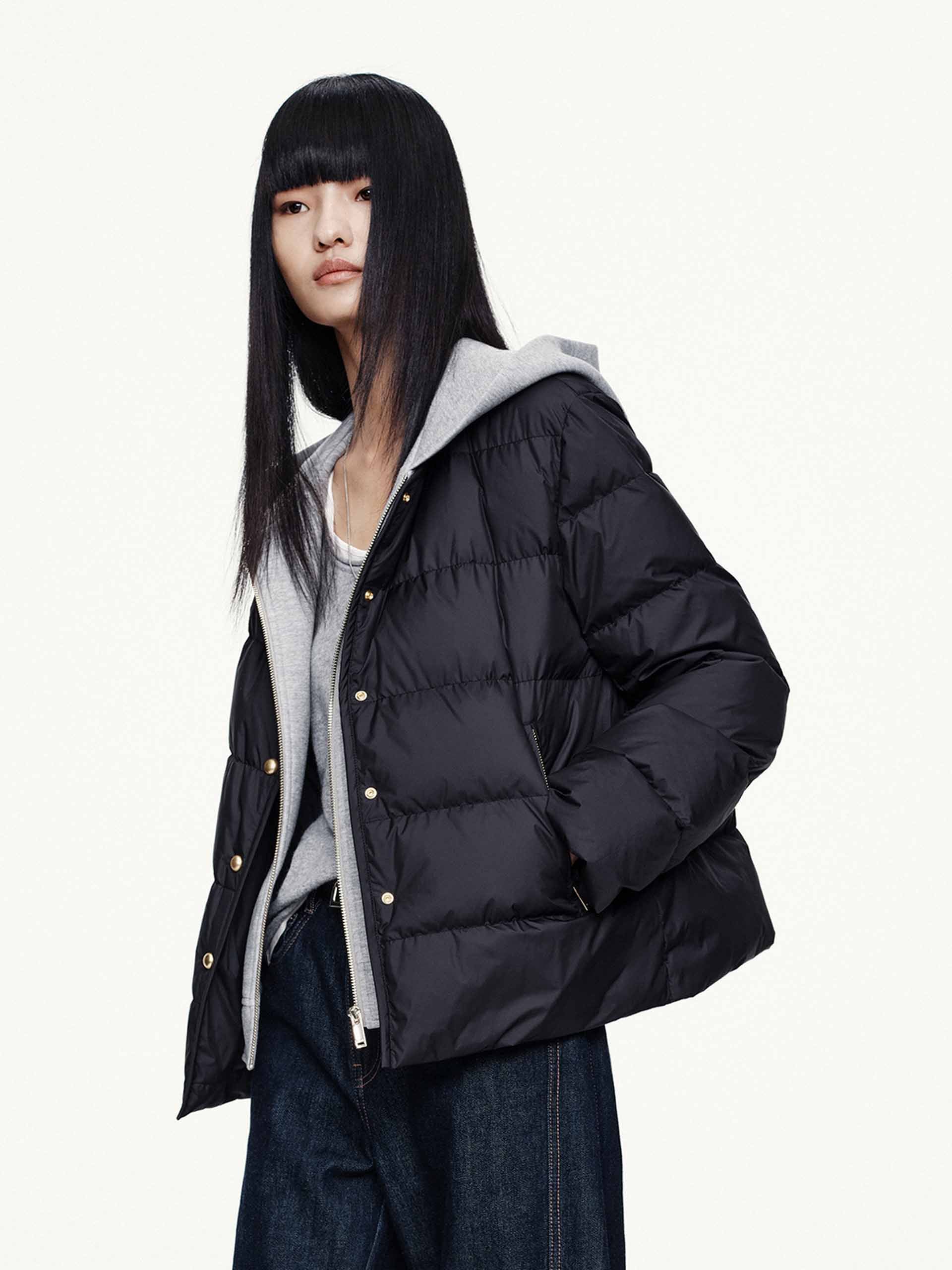 Hooded Layered Down Jacket