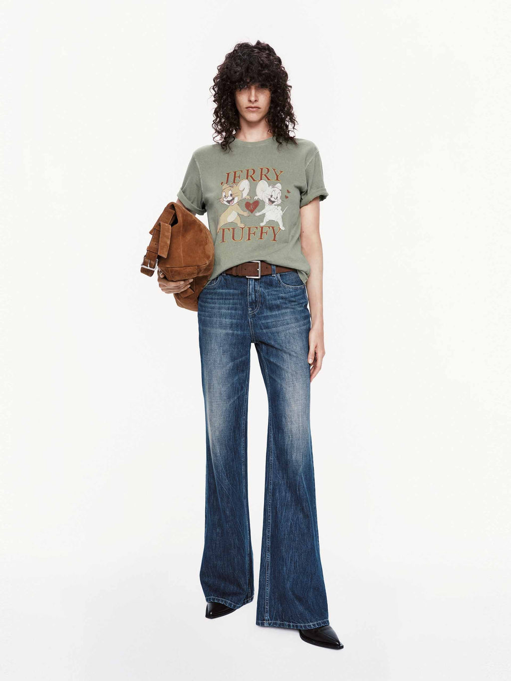 Wash Faded Flared Jeans