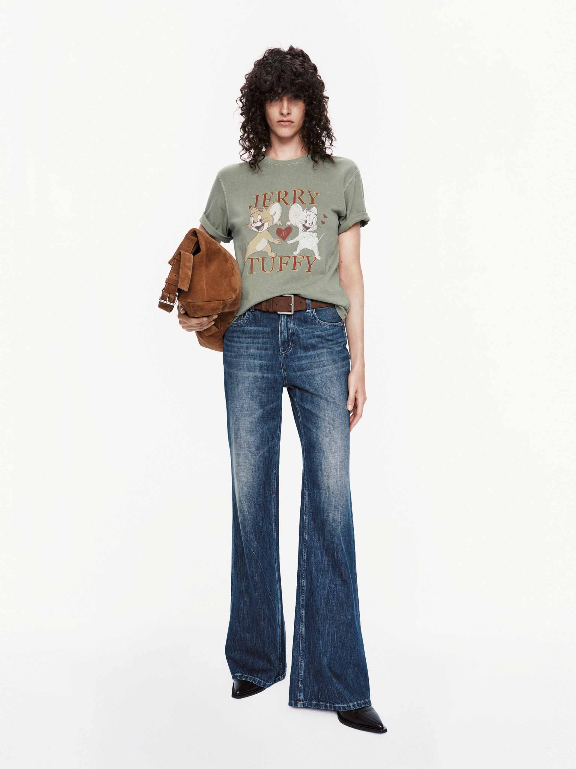 Wash Faded Flared Jeans