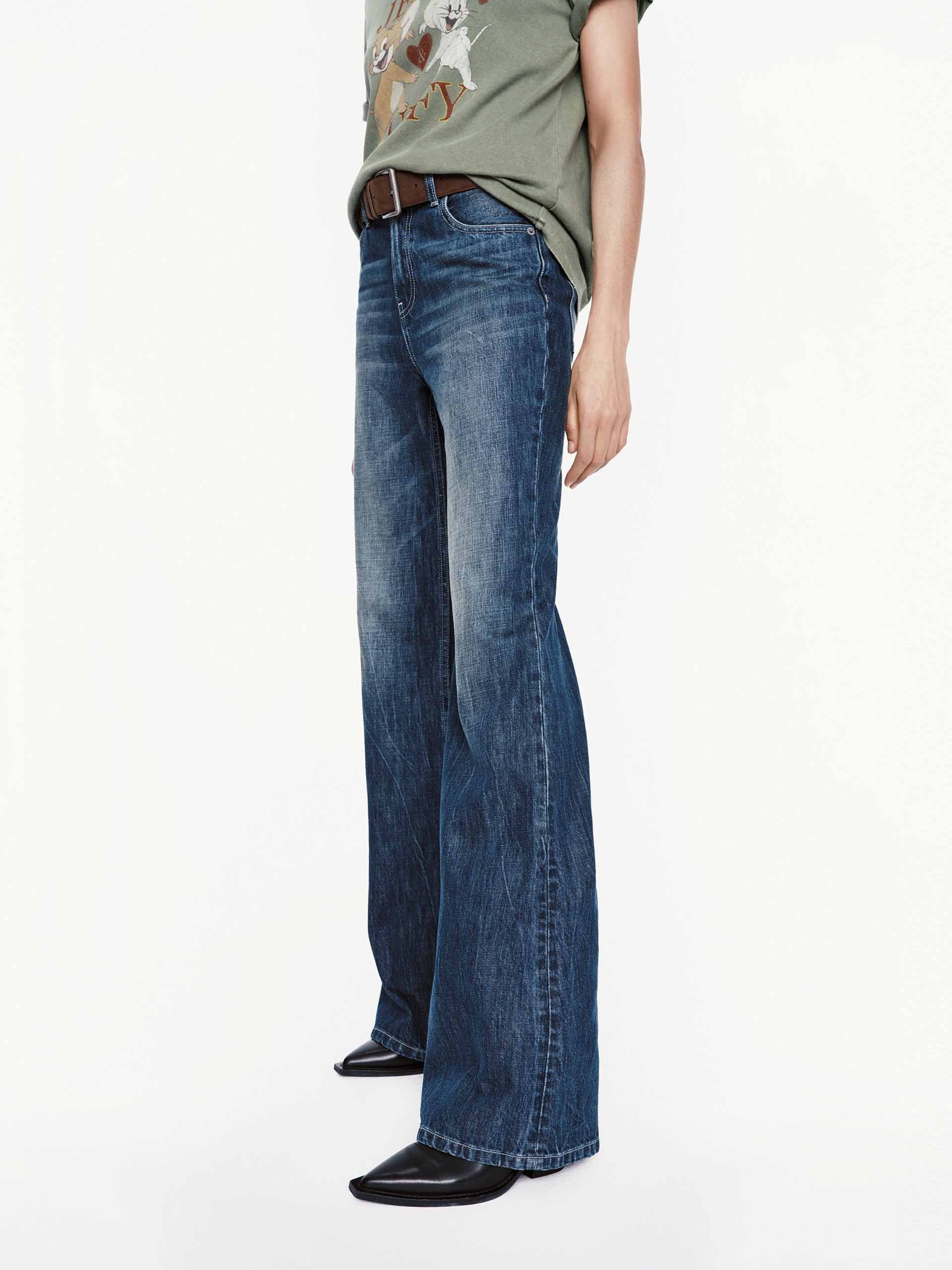 Wash Faded Flared Jeans