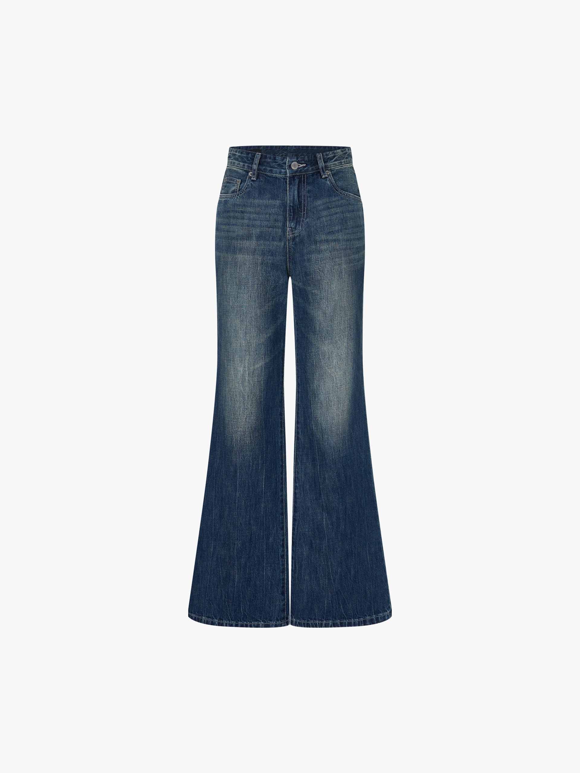 Wash Faded Flared Jeans