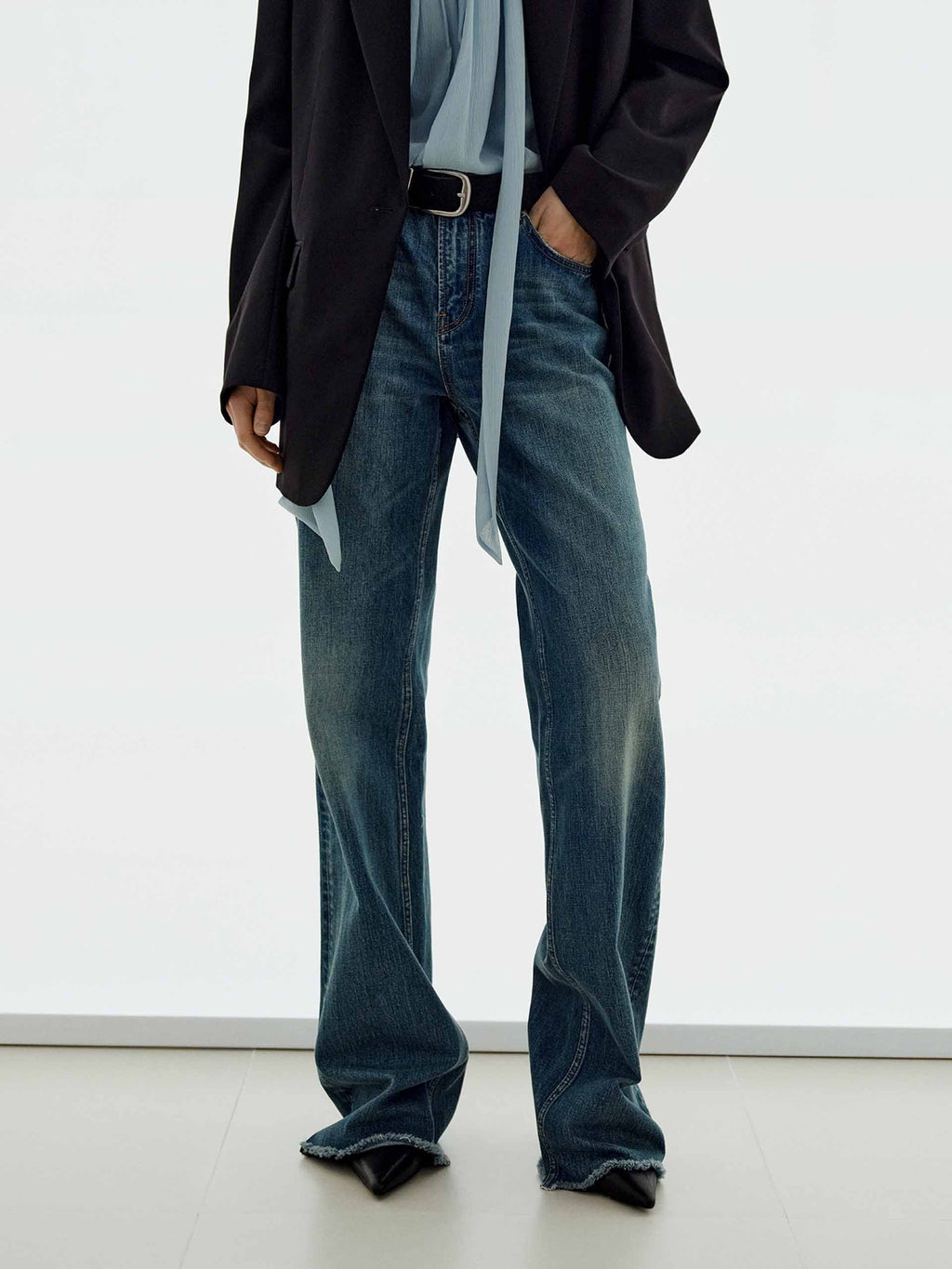 Raw Hem Cotton Jeans