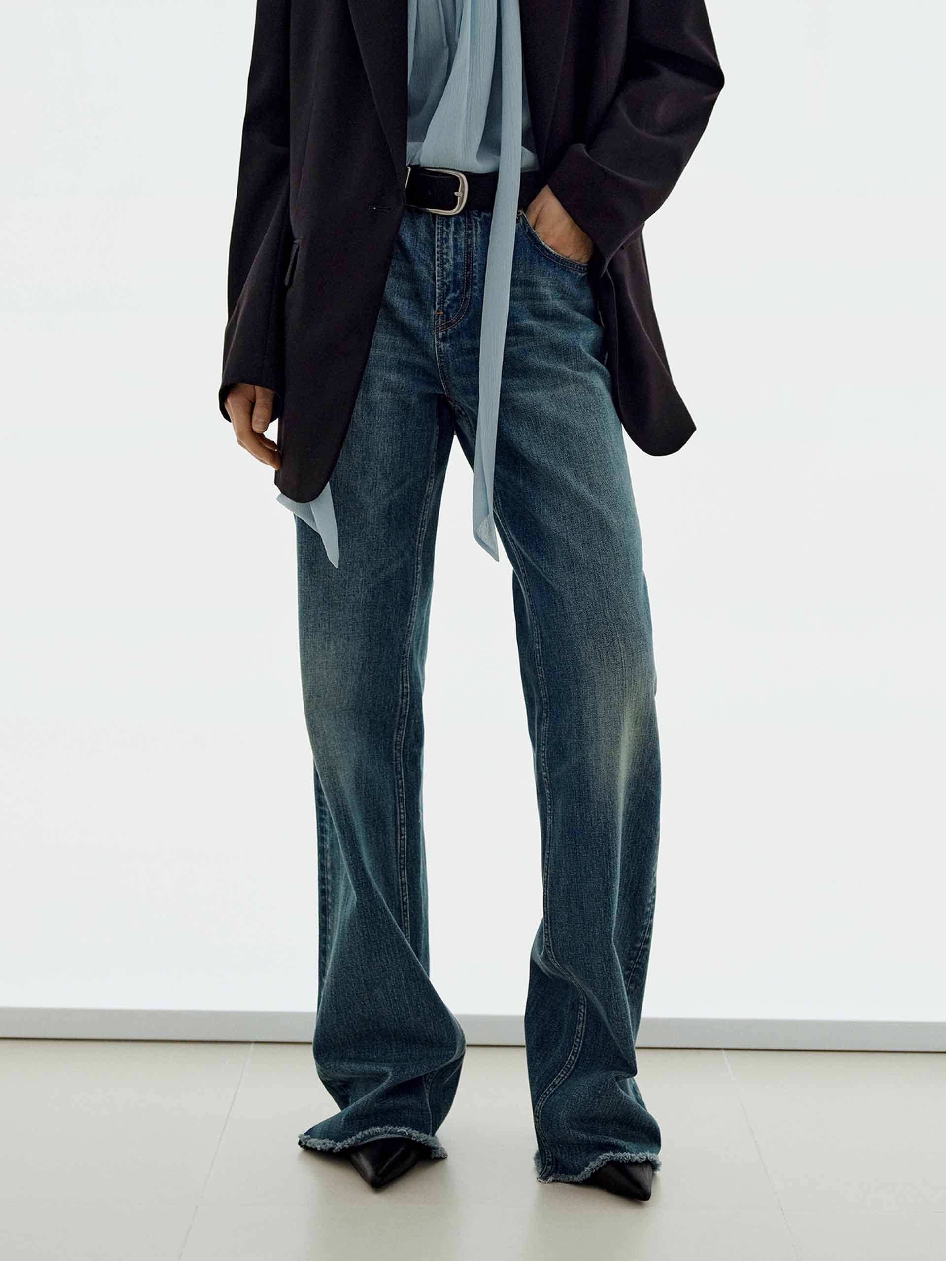 Raw Hem Cotton Jeans