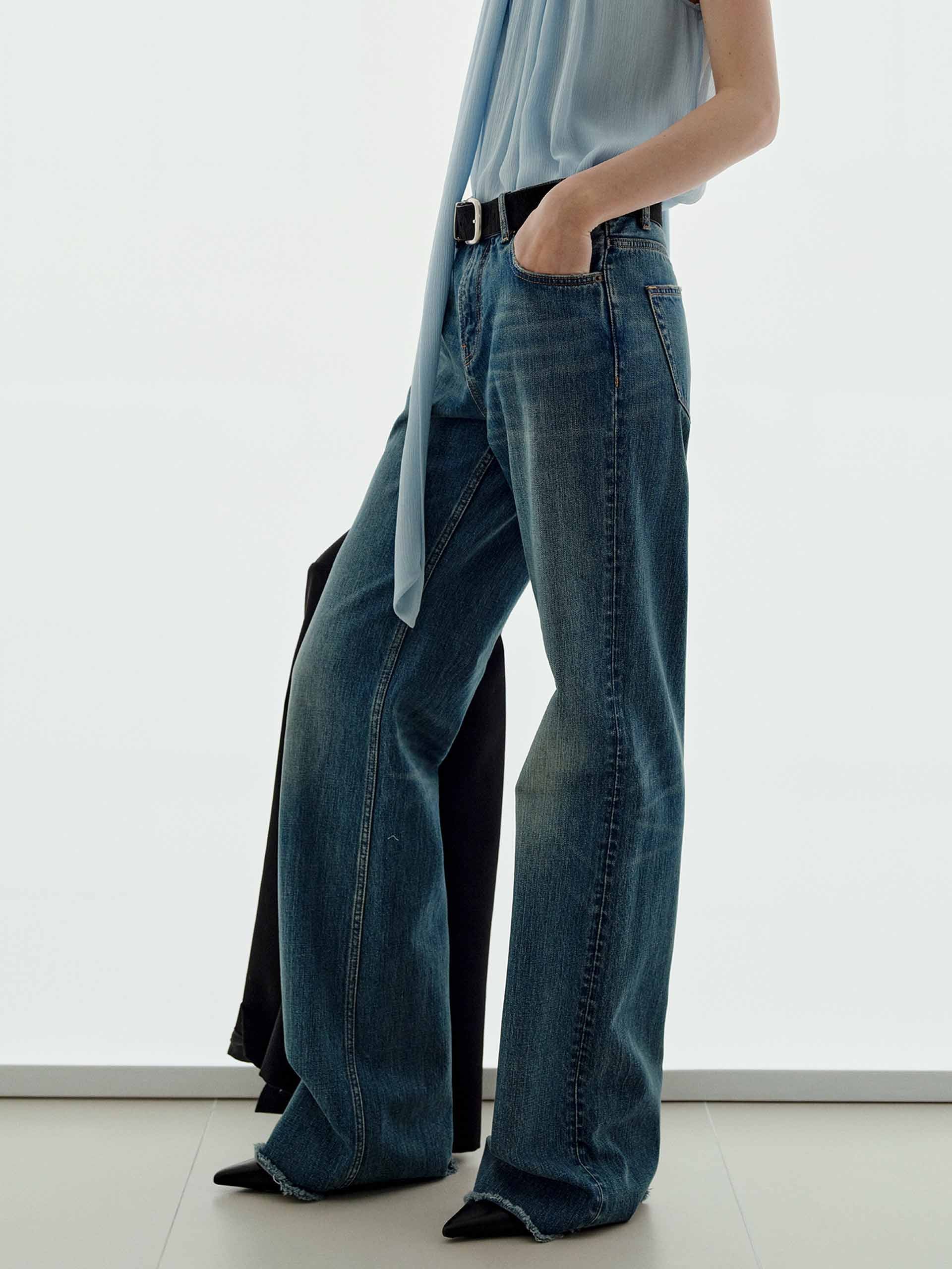 Raw Hem Cotton Jeans