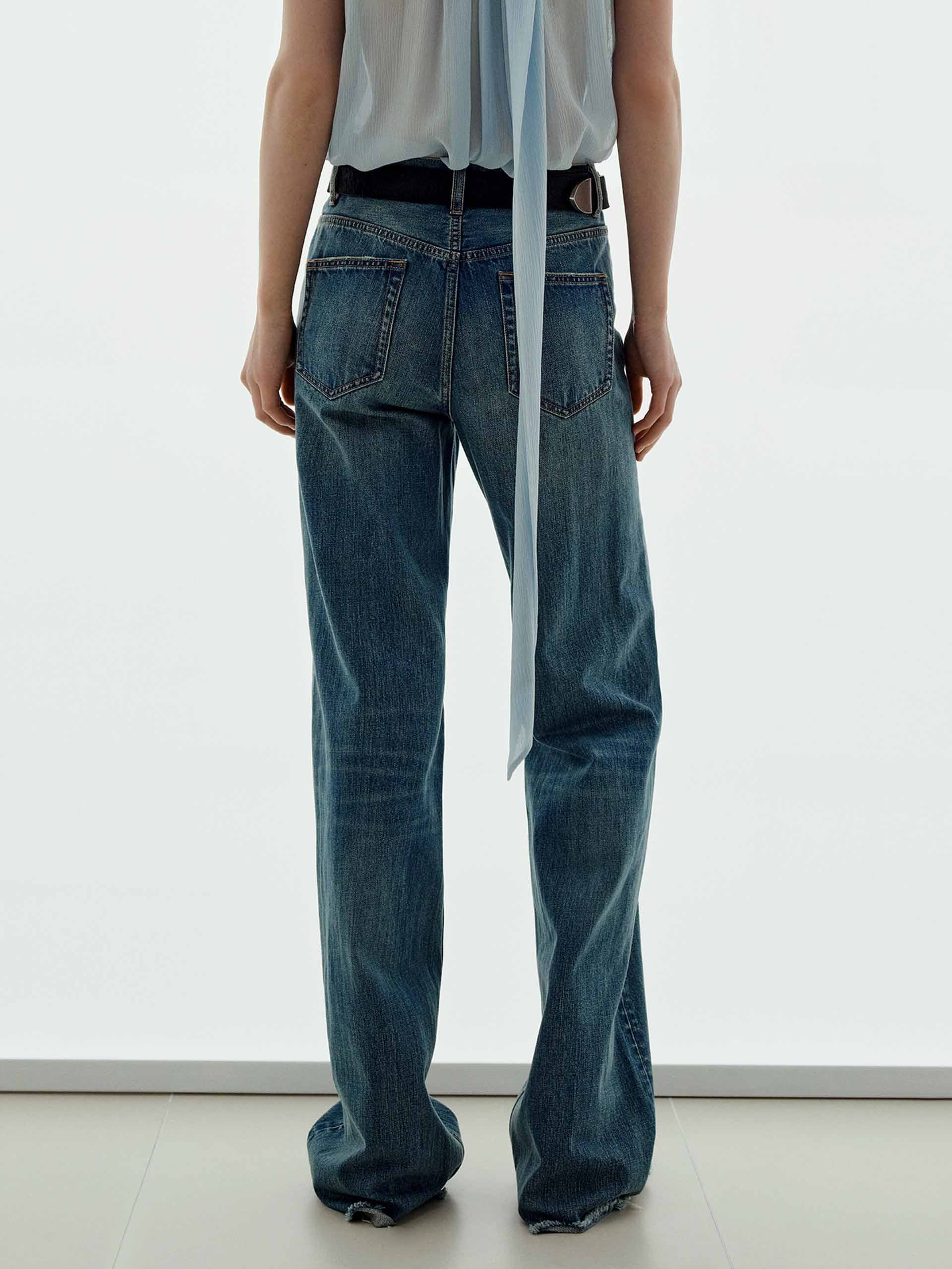 Raw Hem Cotton Jeans