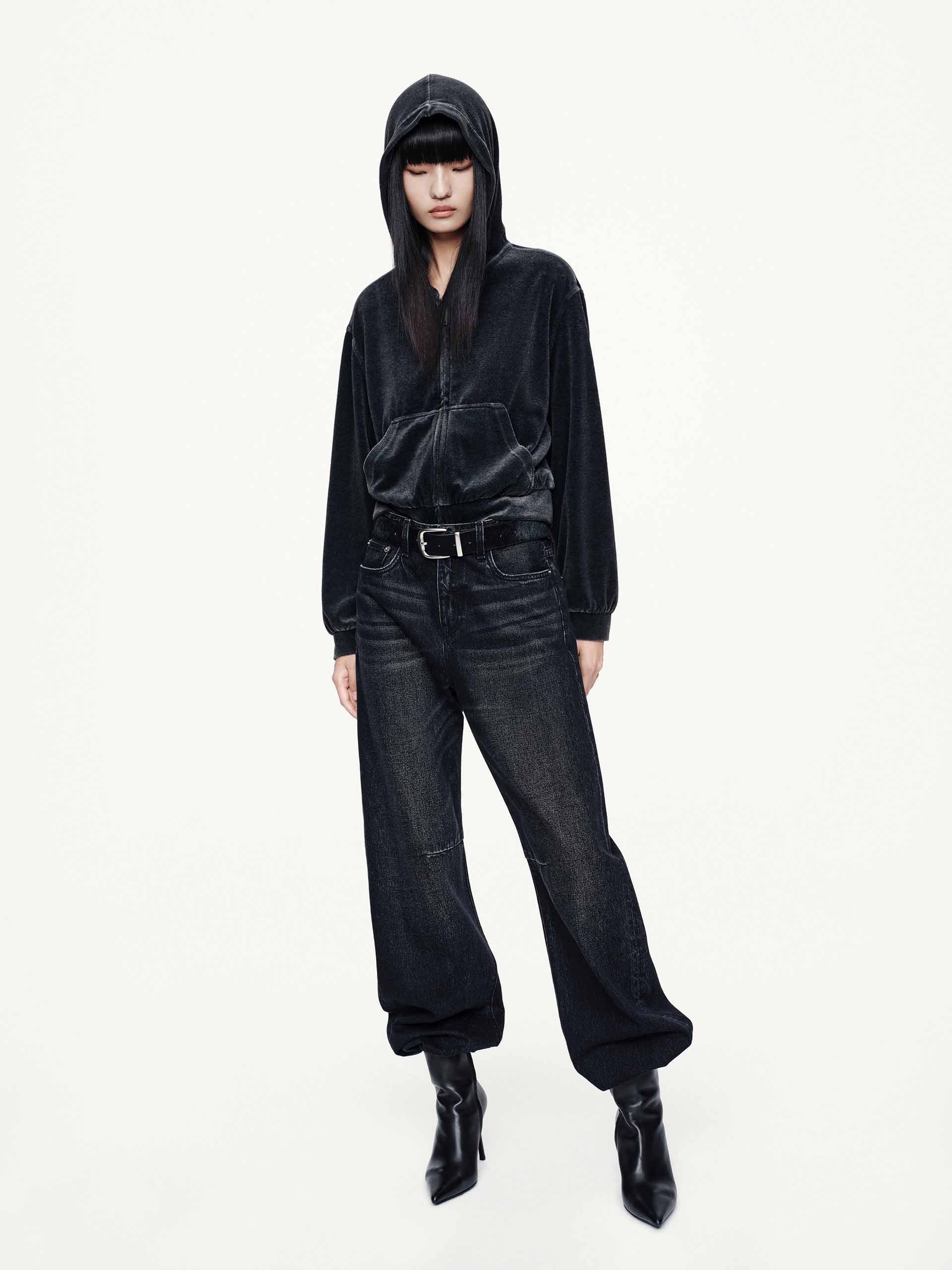 Whisker Effect Cotton Jeans