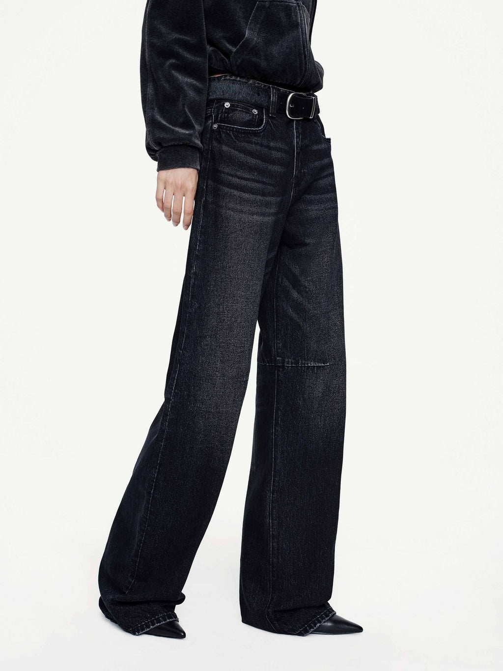Whisker Effect Cotton Jeans