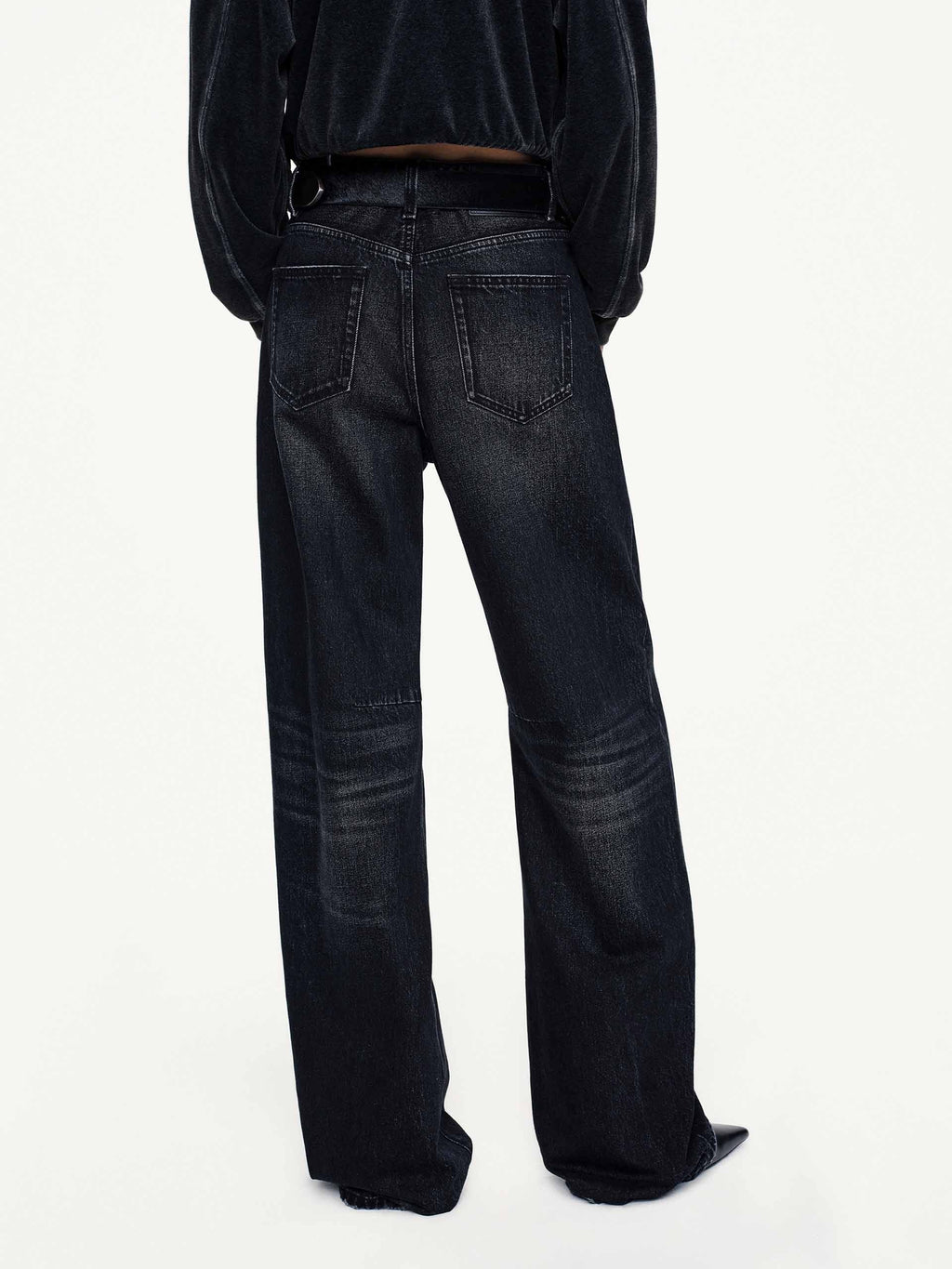 Whisker Effect Cotton Jeans