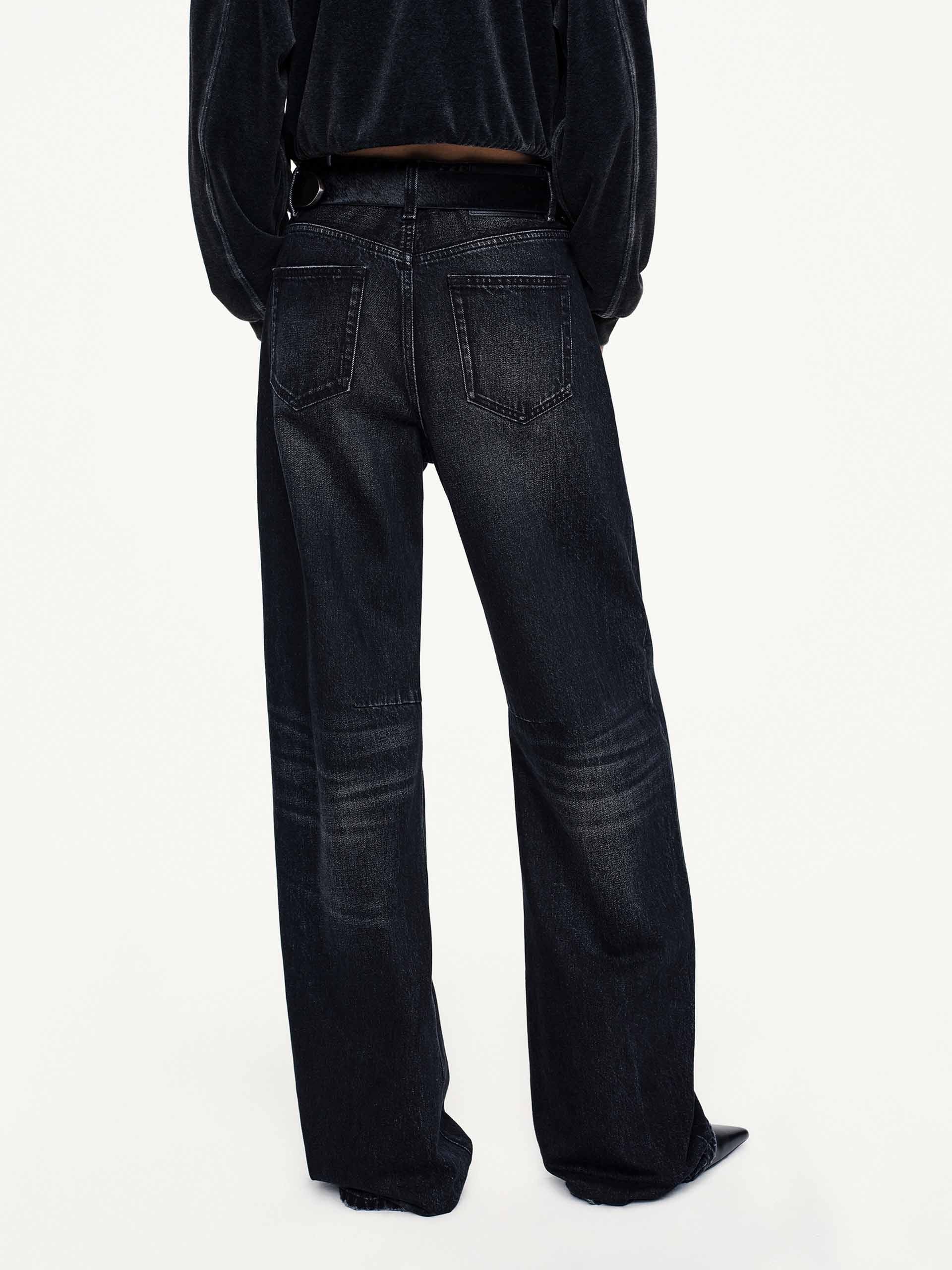 Whisker Effect Cotton Jeans