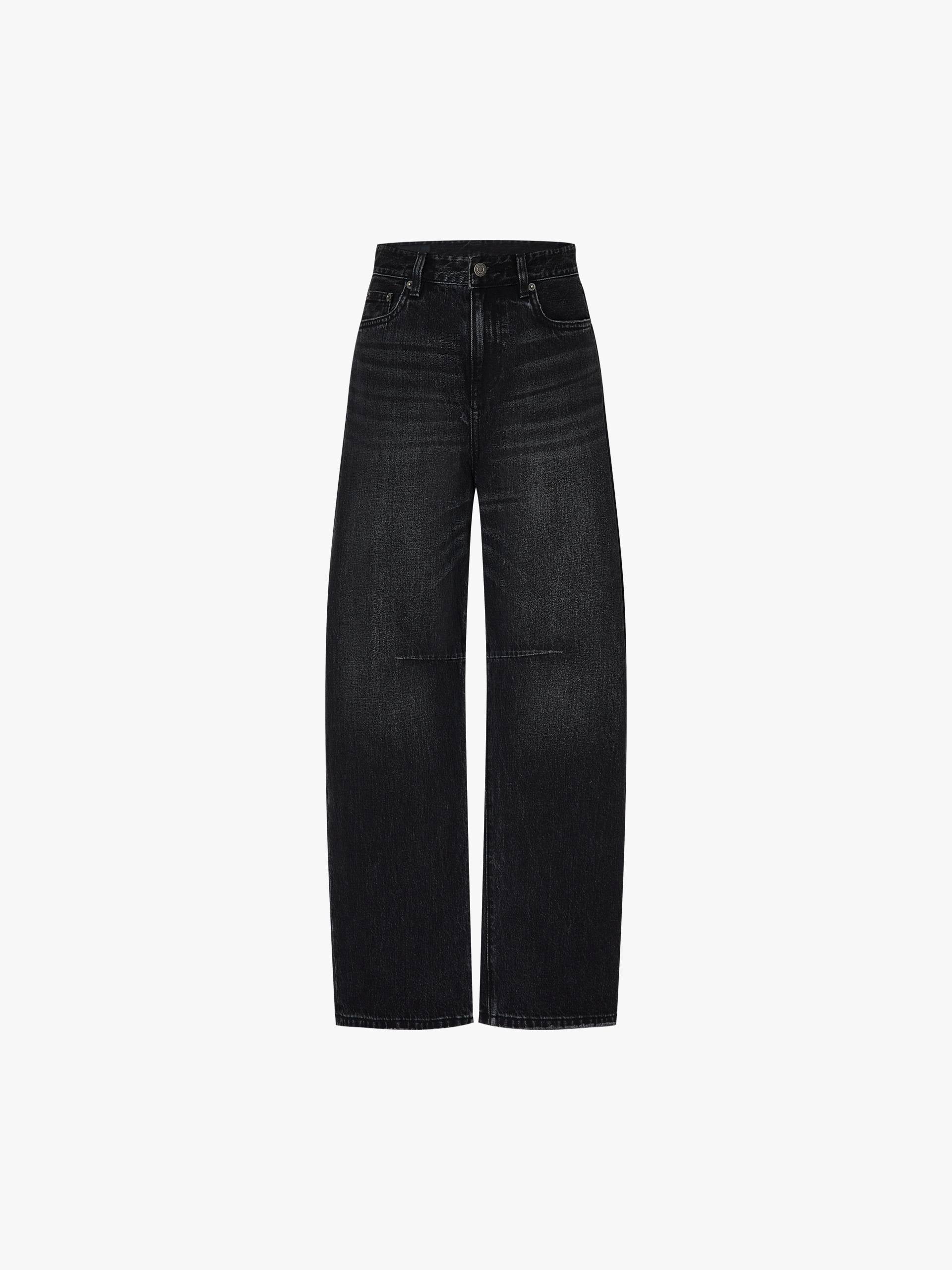 Whisker Effect Cotton Jeans