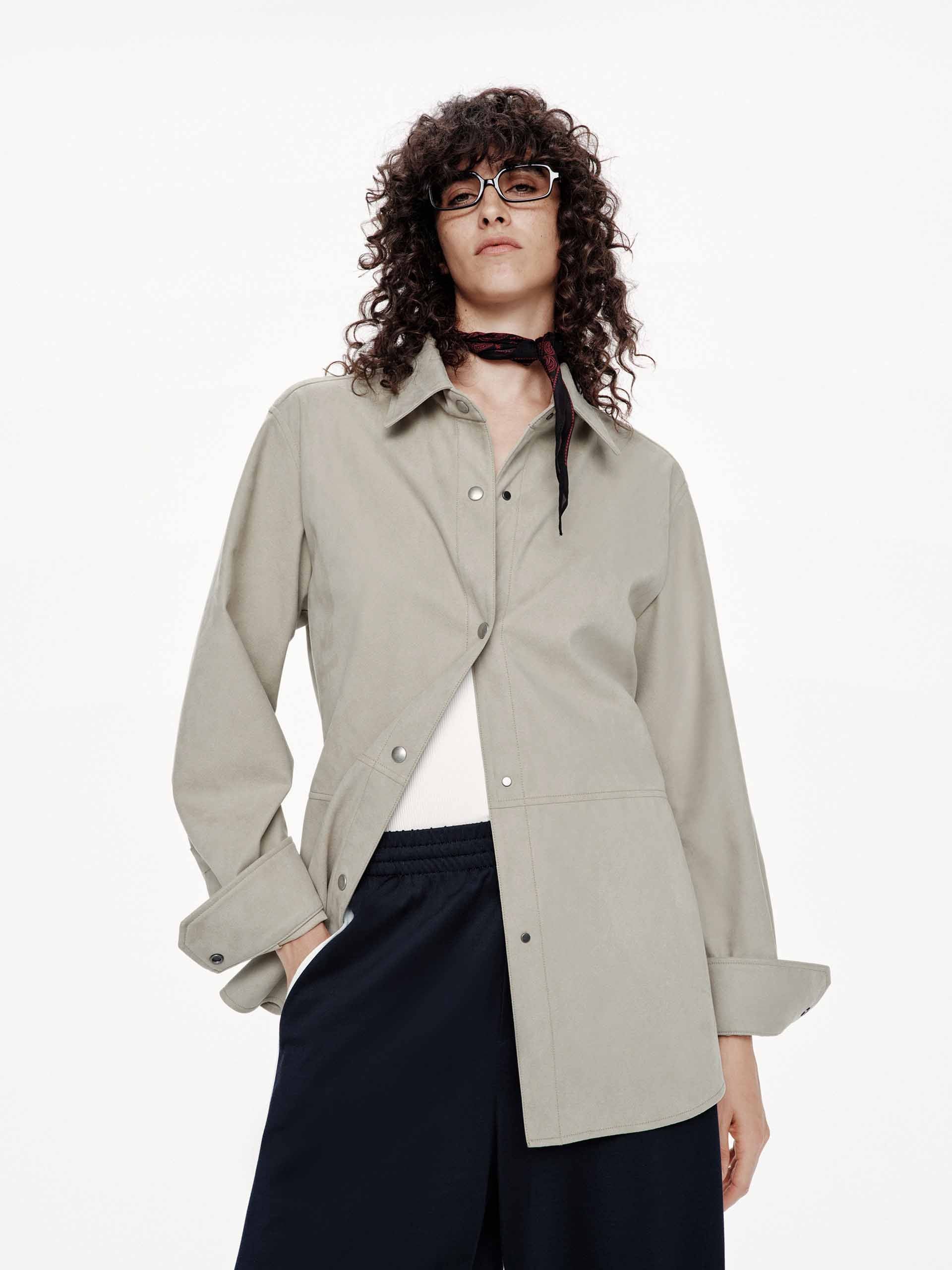 Faux Leather Button Jacket