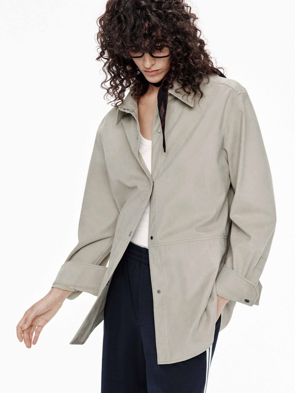 Faux Leather Button Jacket