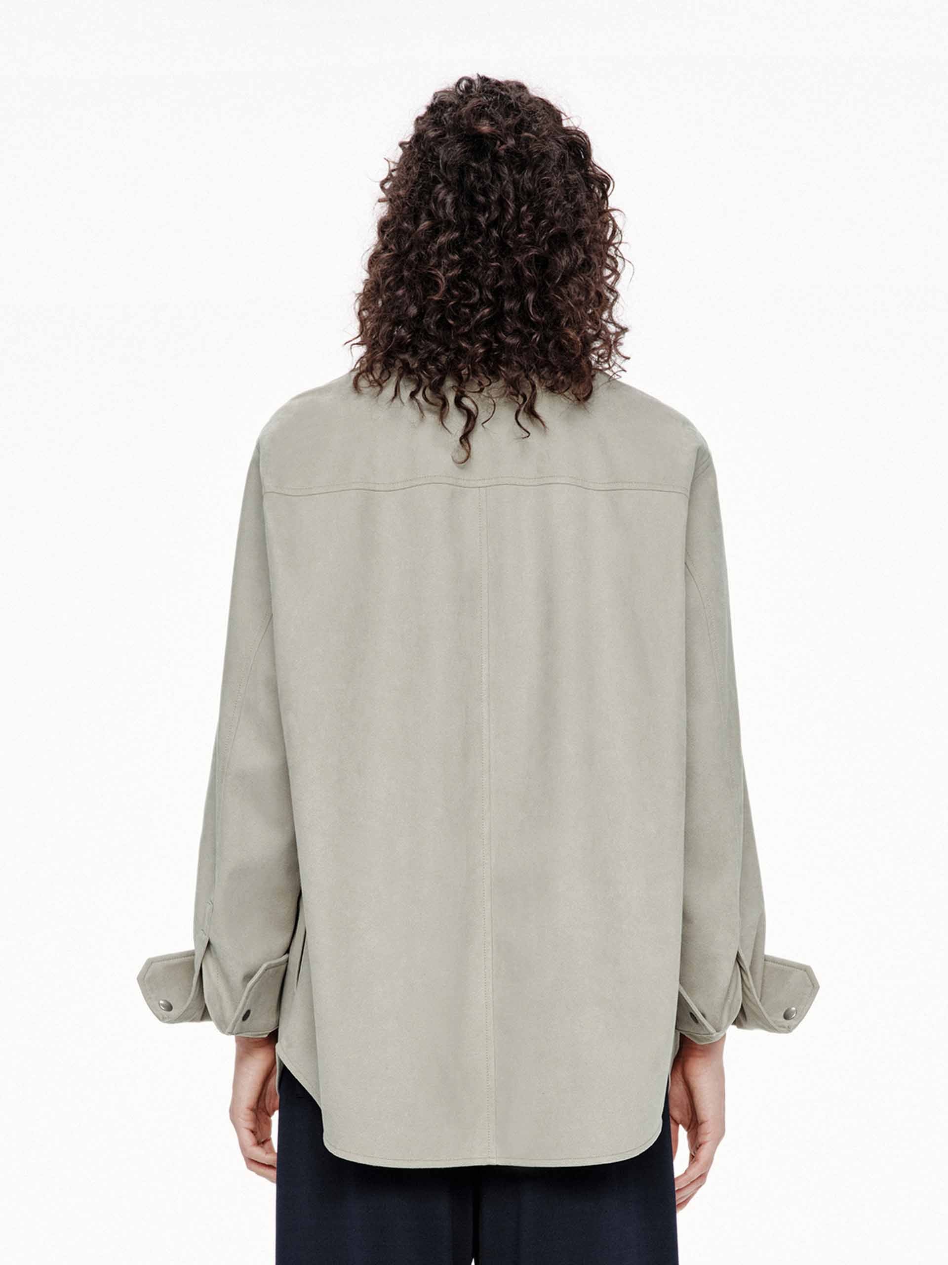 Faux Leather Button Jacket
