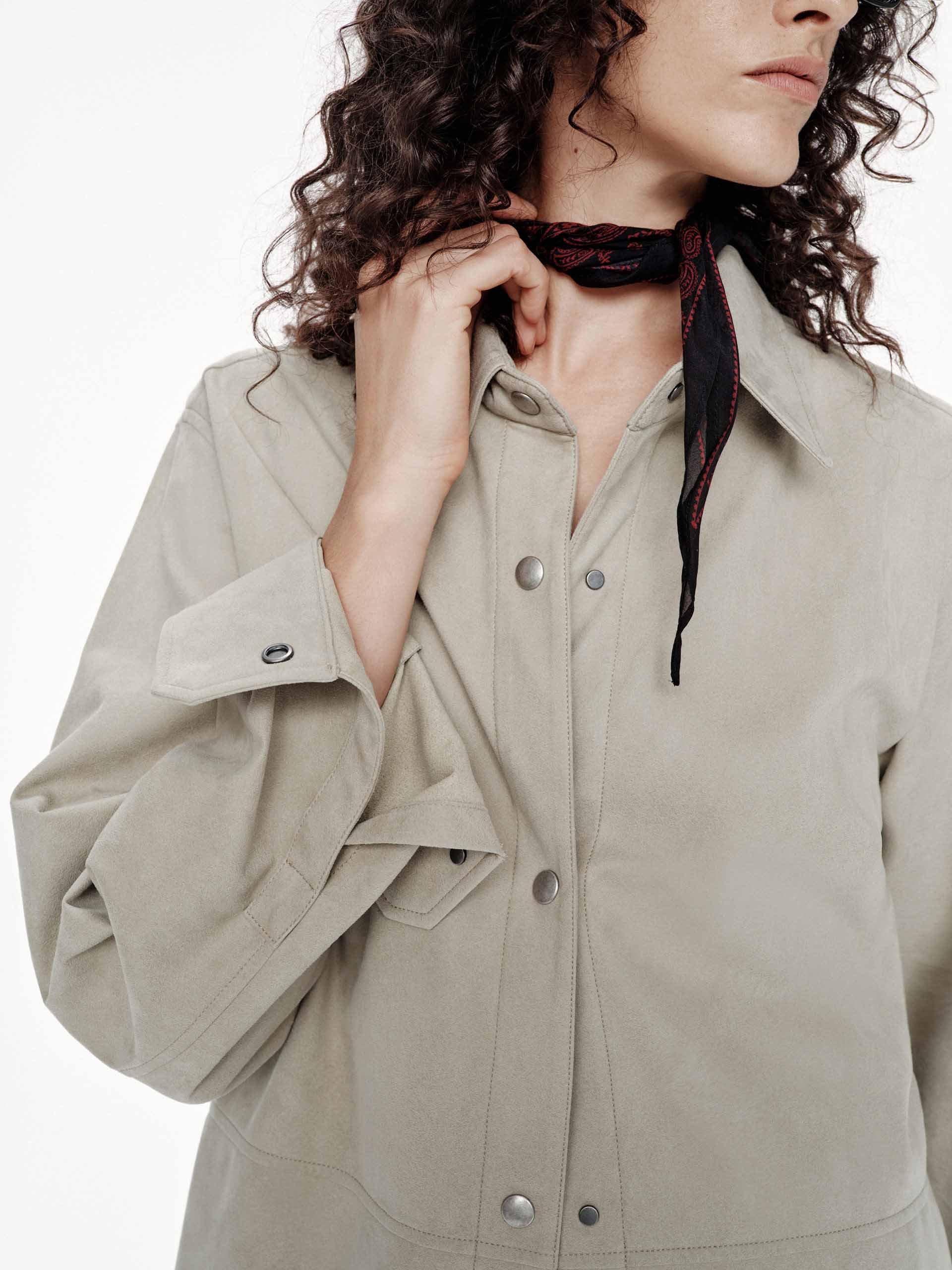 Faux Leather Button Jacket