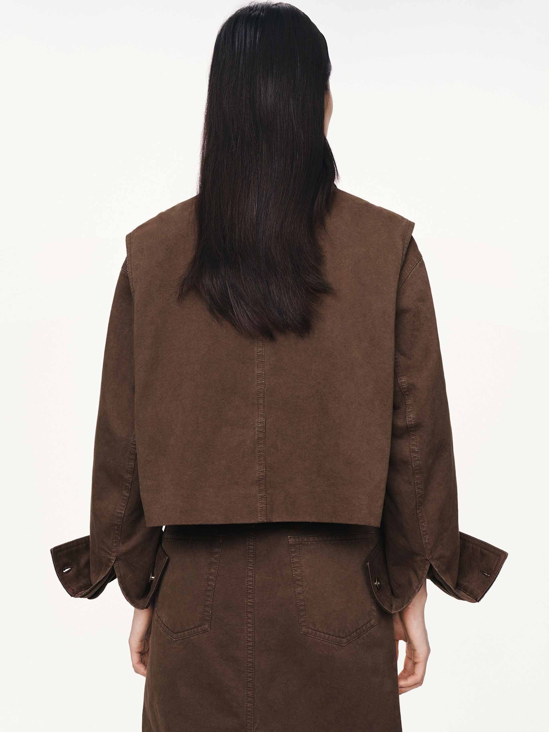 Cropped Zipper Cotton Jacket