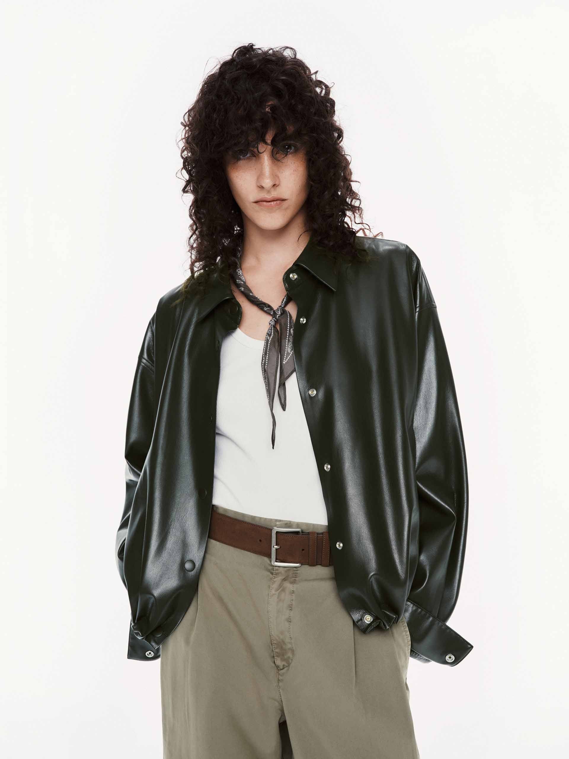 PU Leather Cropped Jacket
