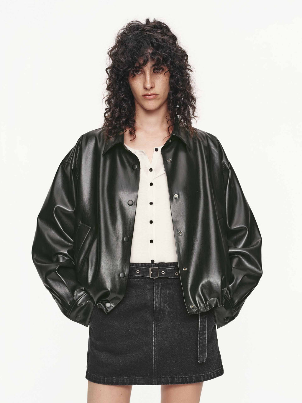 PU Leather Cropped Jacket