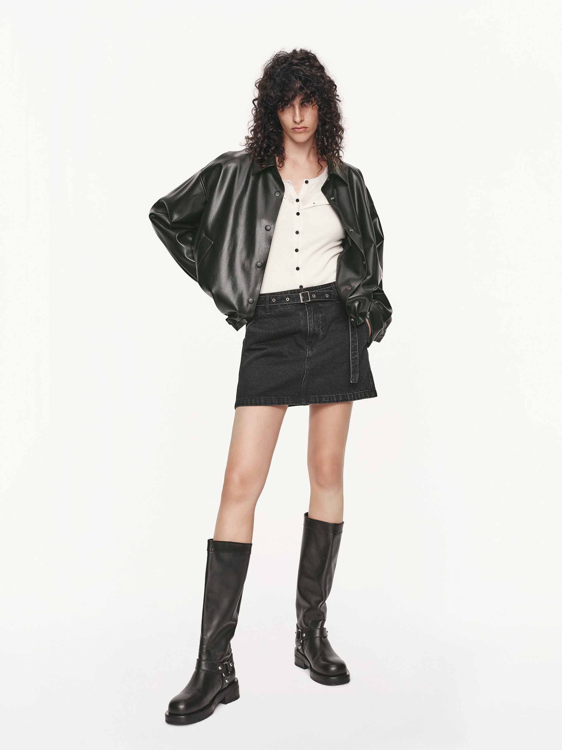PU Leather Cropped Jacket