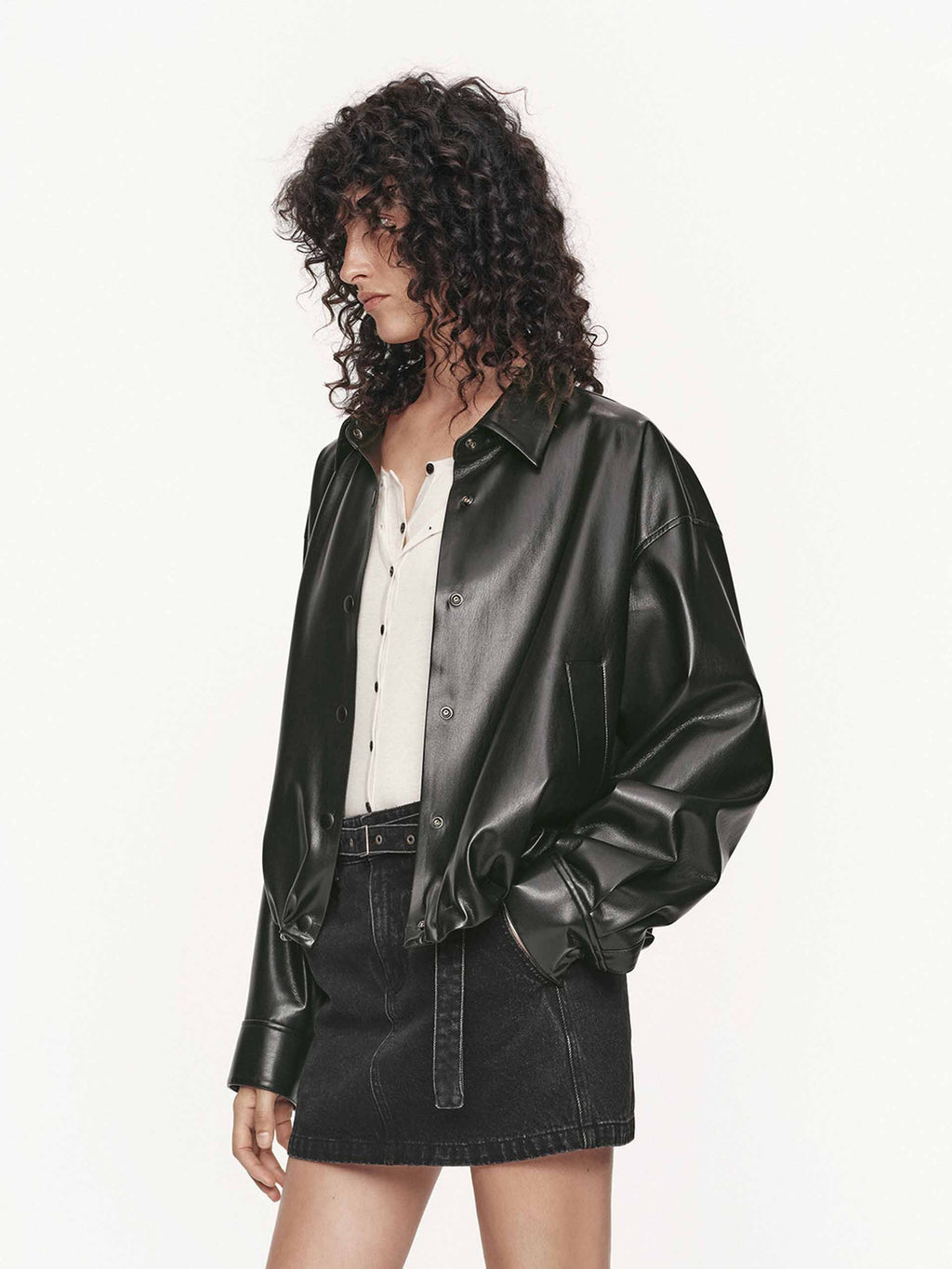 PU Leather Cropped Jacket