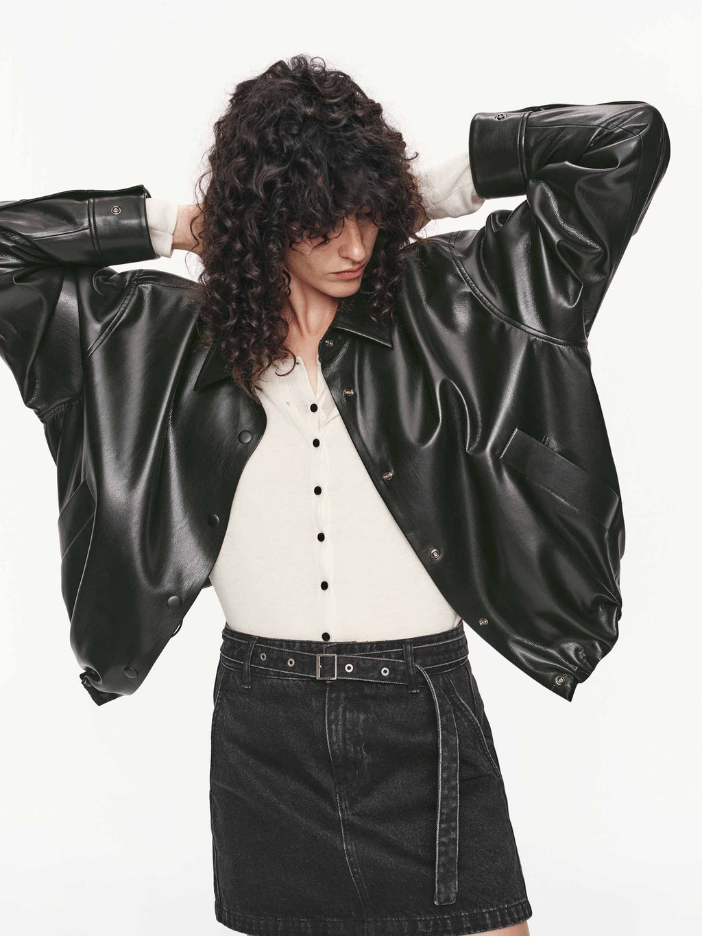 PU Leather Cropped Jacket