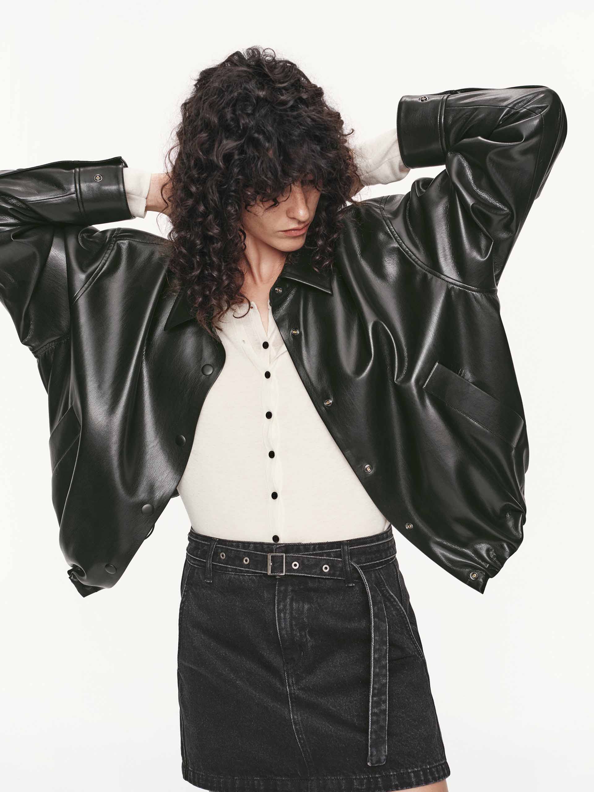 PU Leather Cropped Jacket