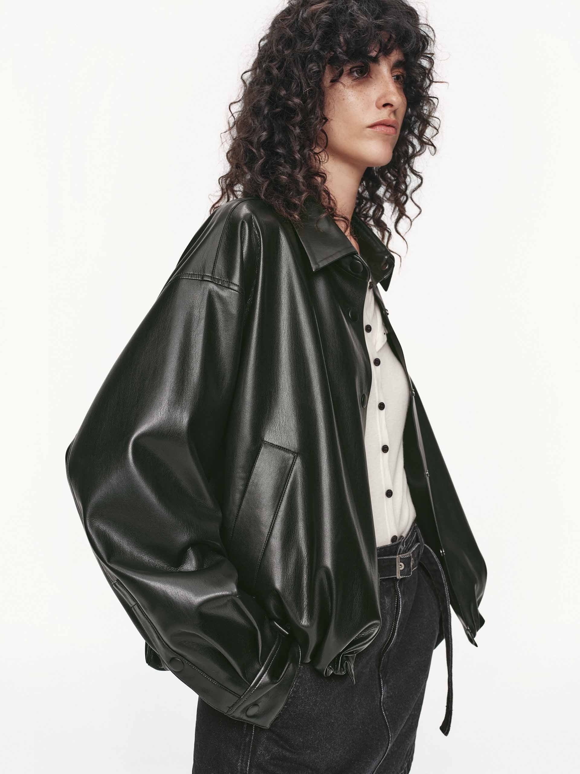 PU Leather Cropped Jacket