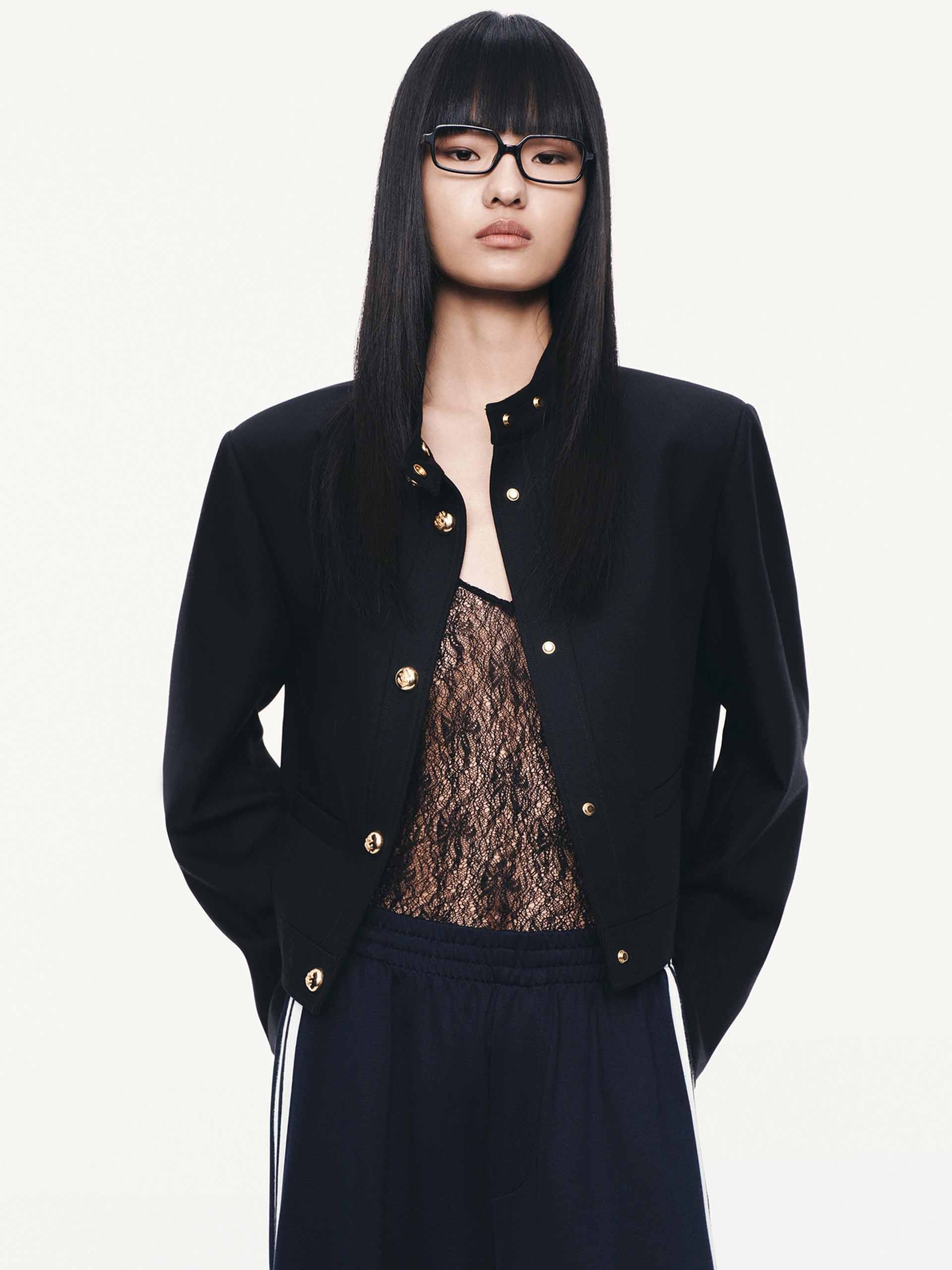 Mock Neck Cropped Jacket