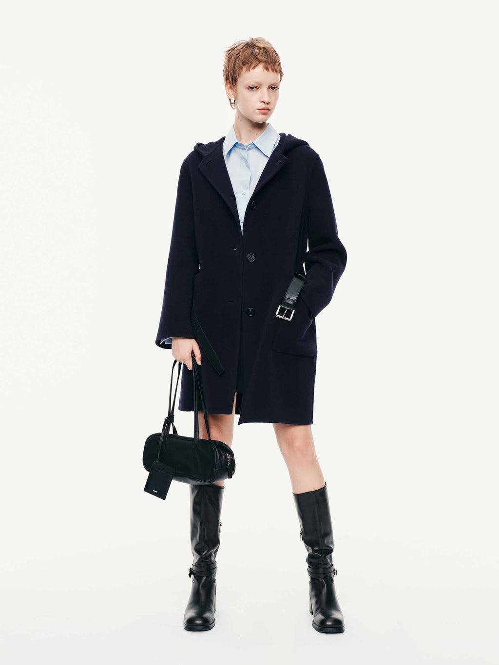 With Belt Hooded Coat