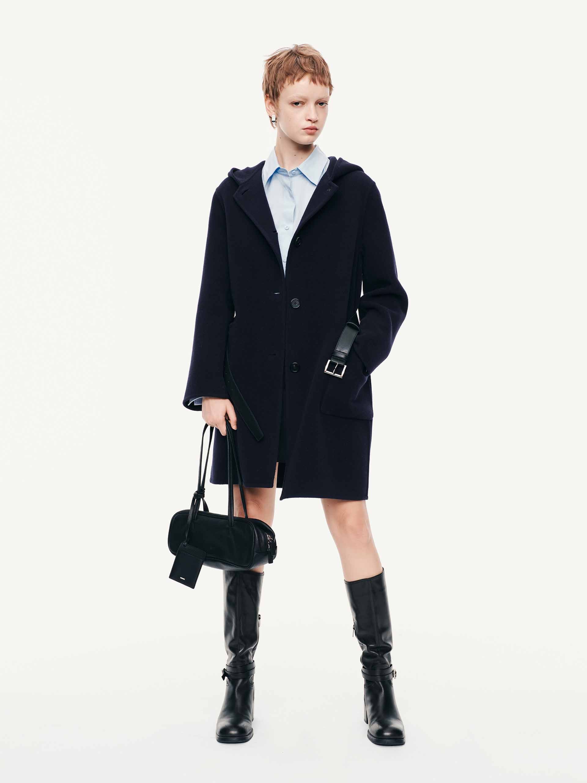 With Belt Hooded Coat