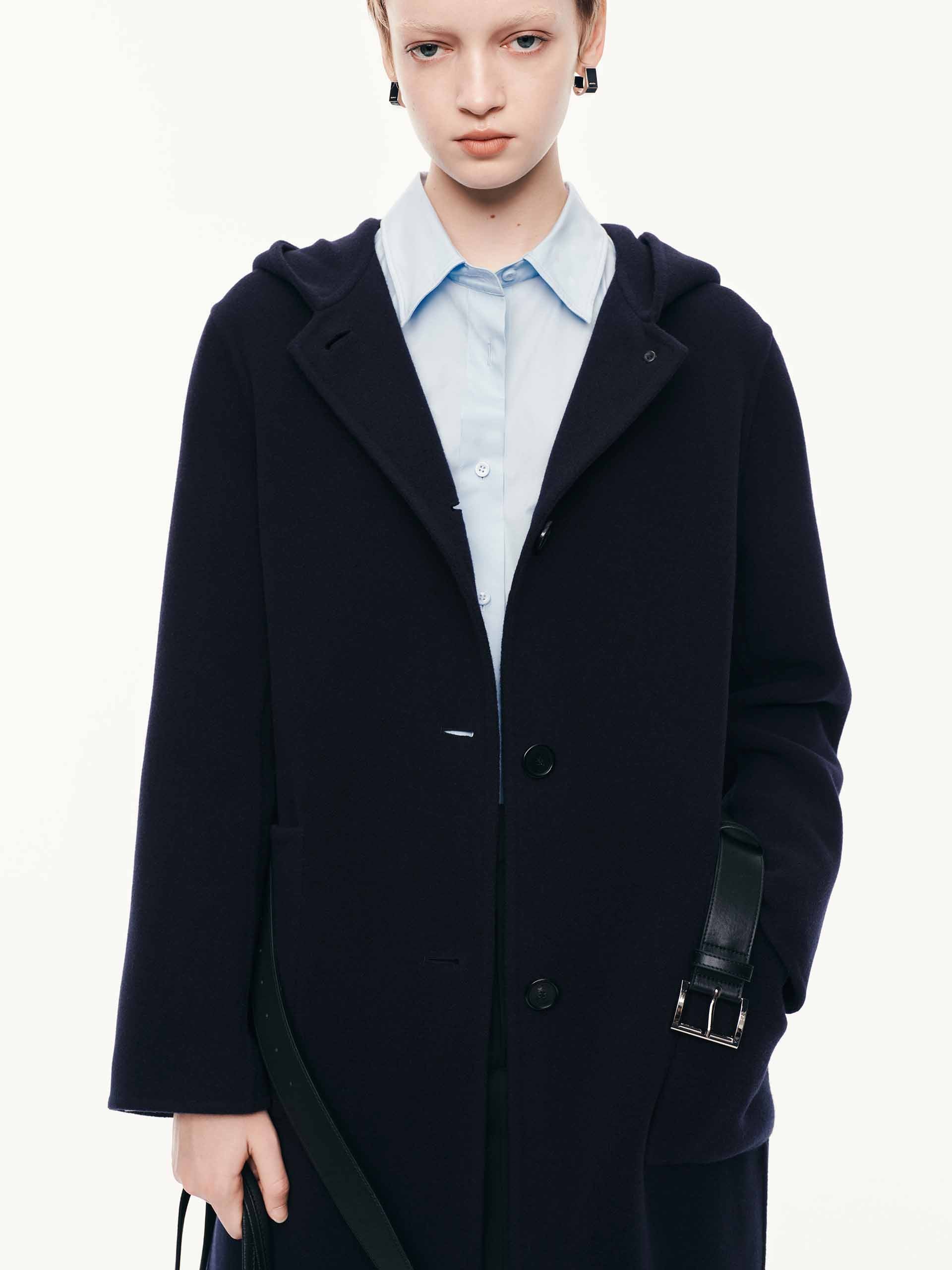 With Belt Hooded Coat