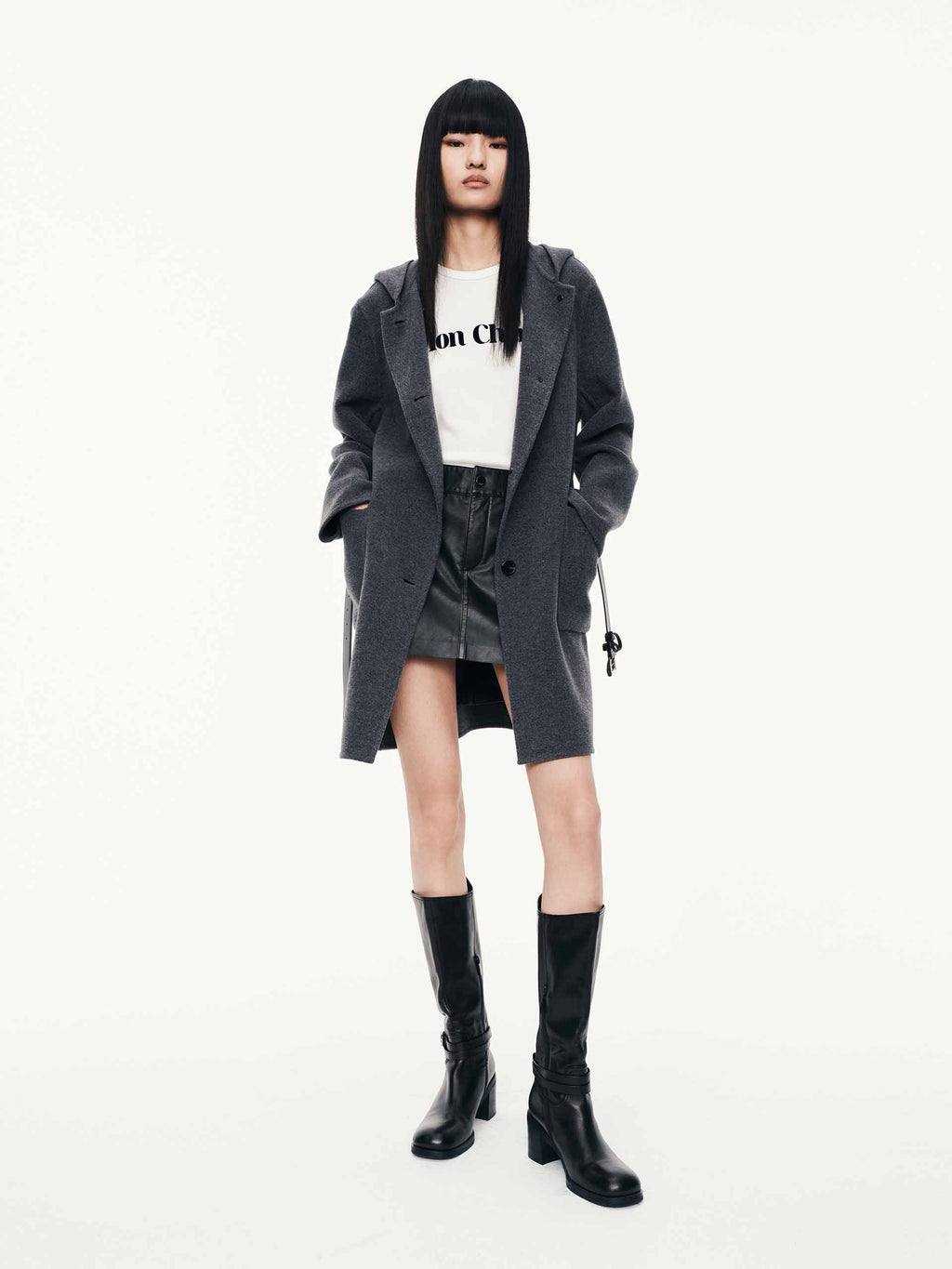 With Belt Hooded Coat
