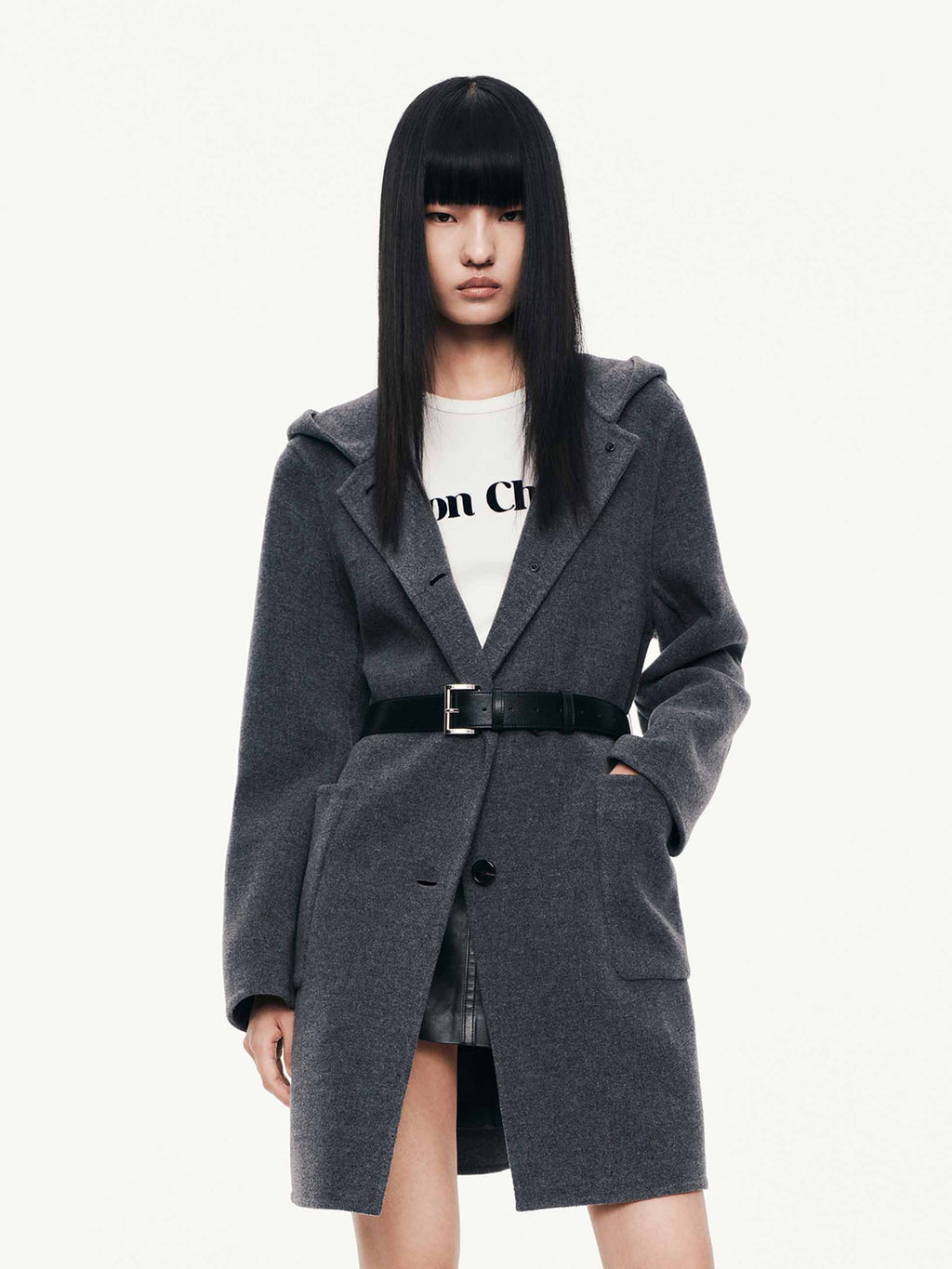 With Belt Hooded Coat