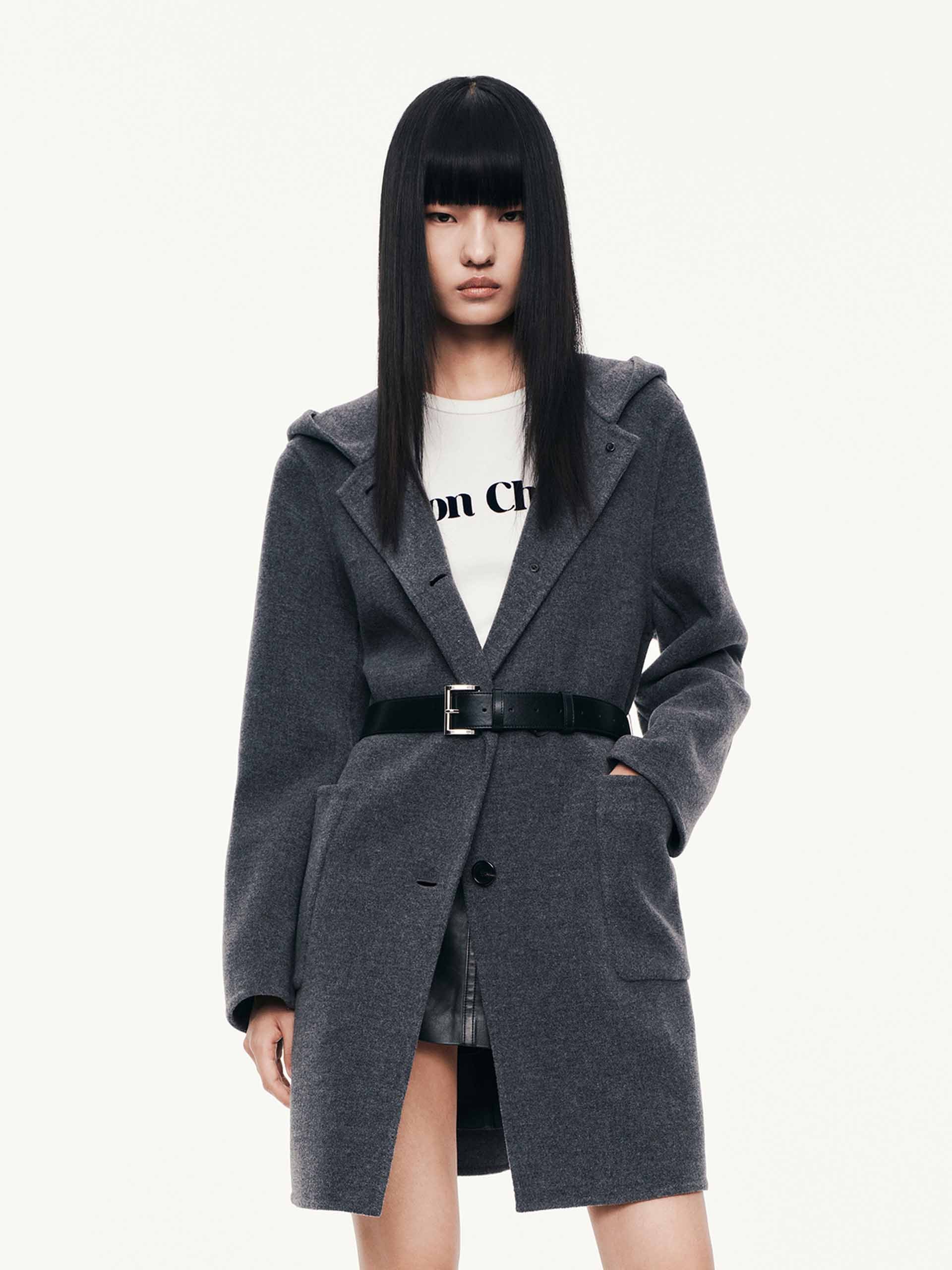 With Belt Hooded Coat