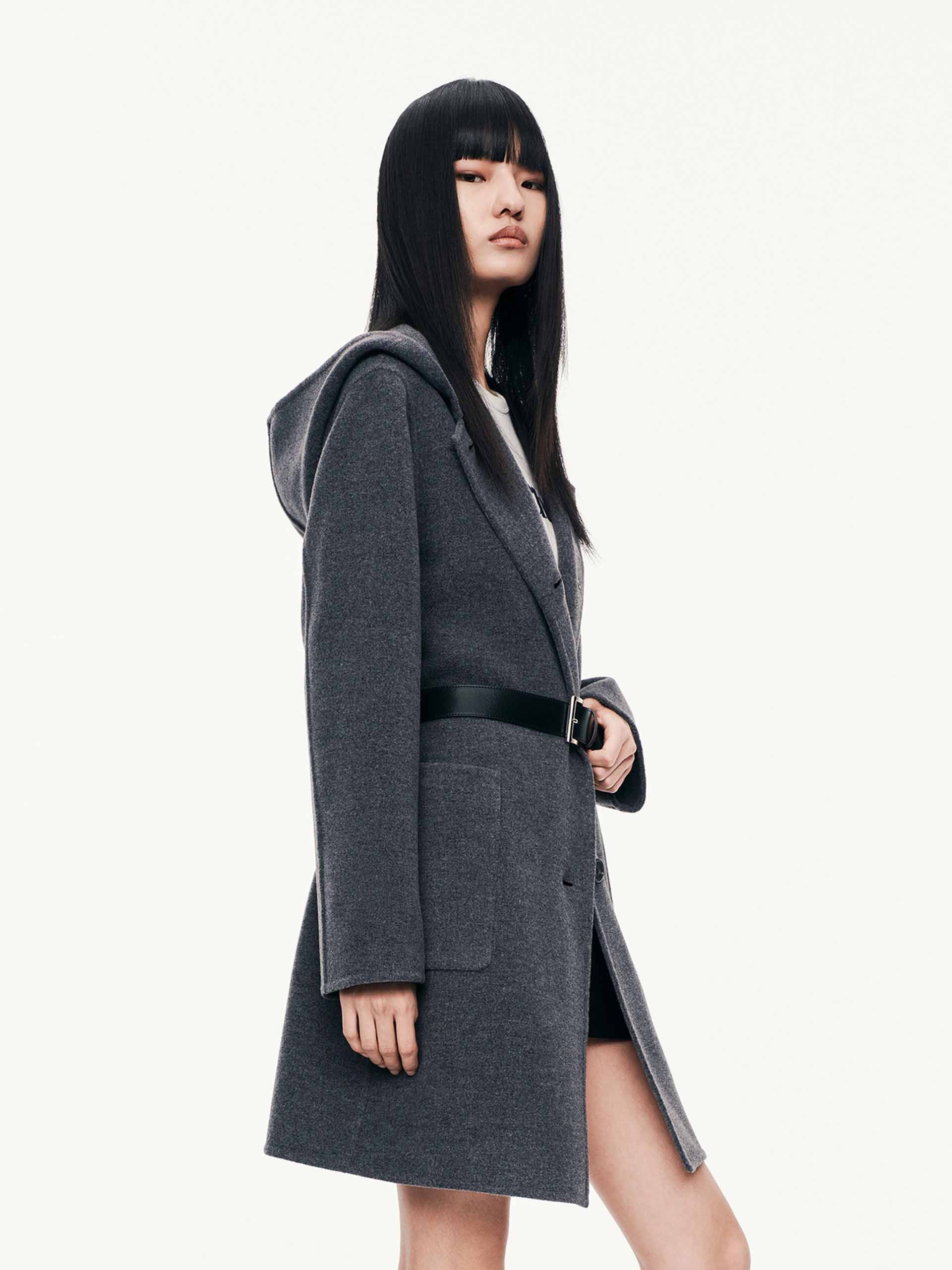 With Belt Hooded Coat
