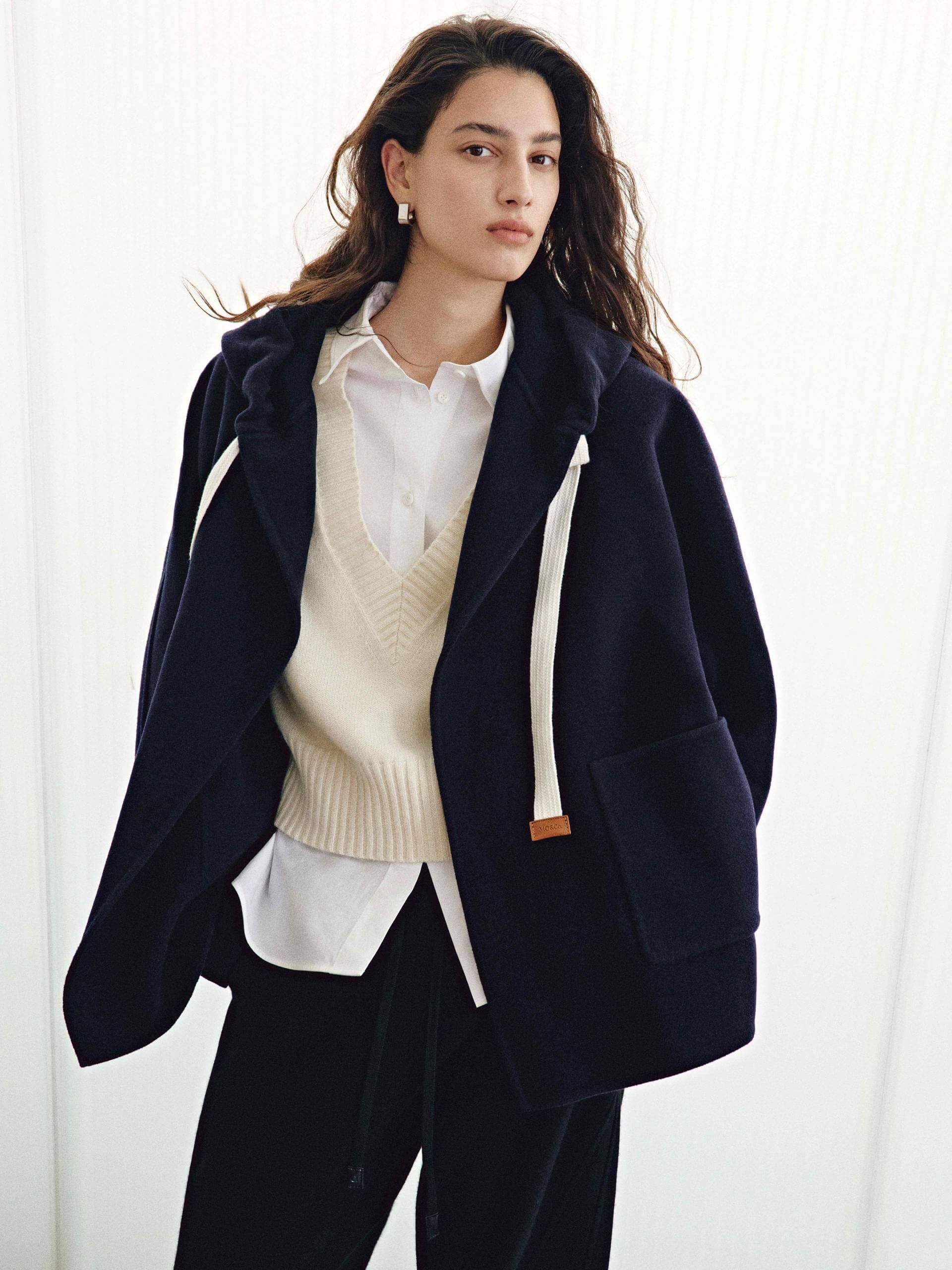 Drawstring Detail Wool Coat