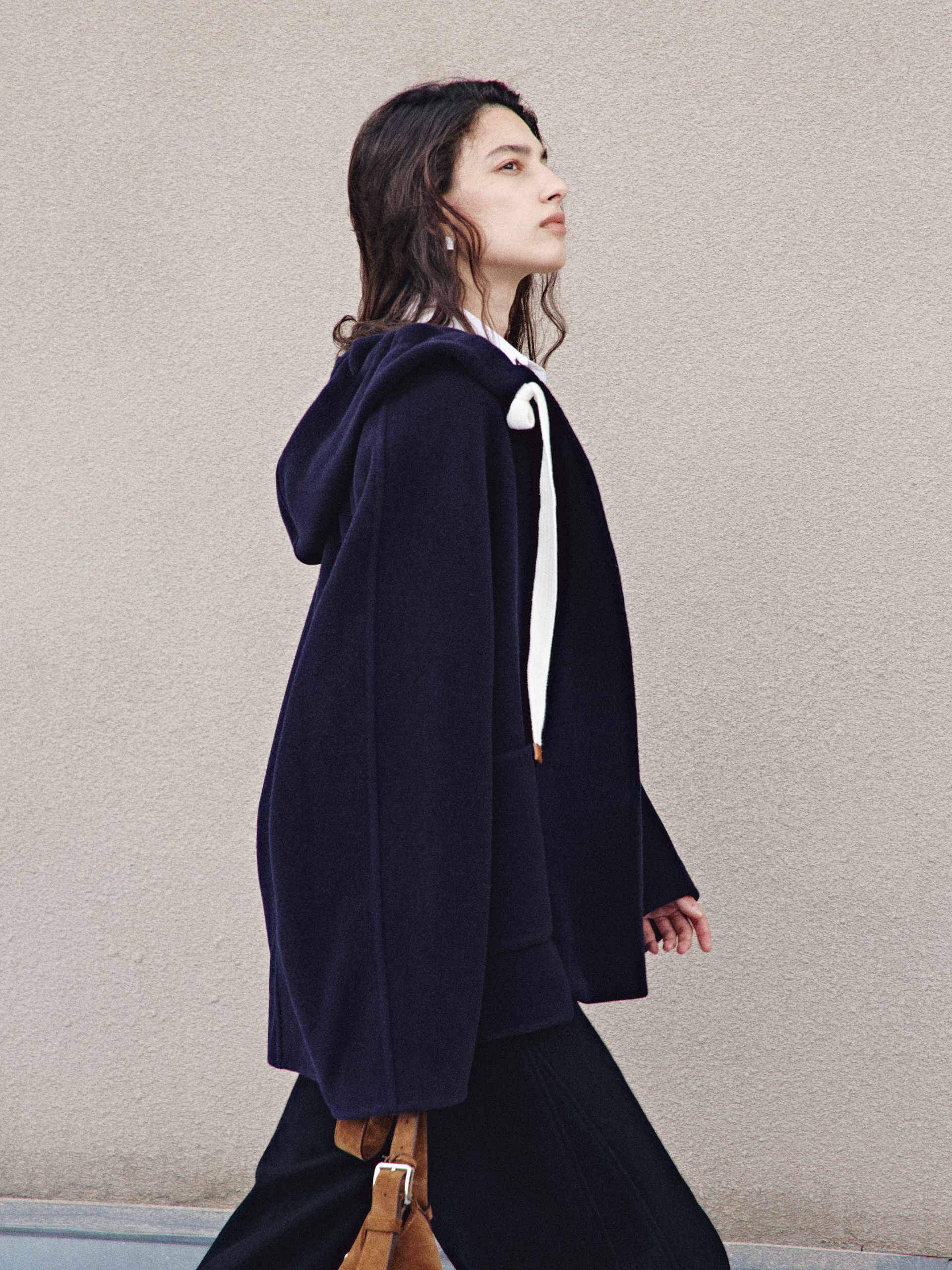 Drawstring Detail Wool Coat