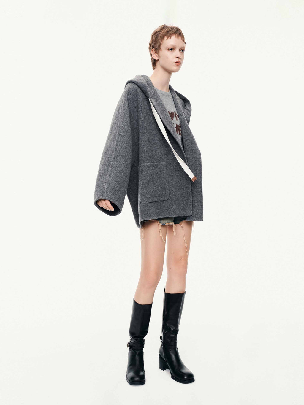 Drawstring Detail Wool Coat