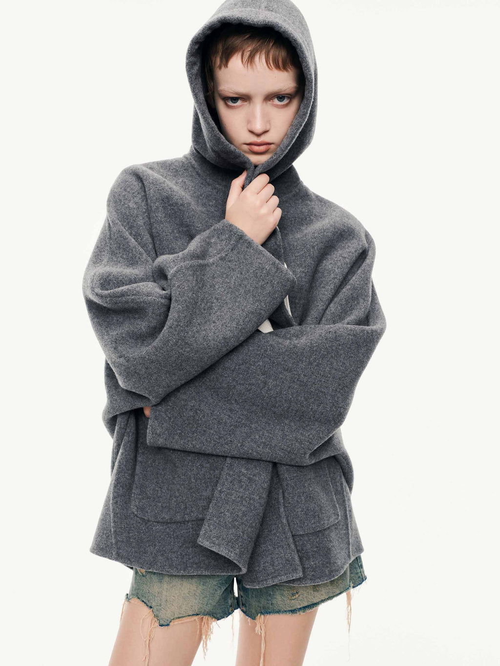 Drawstring Detail Wool Coat