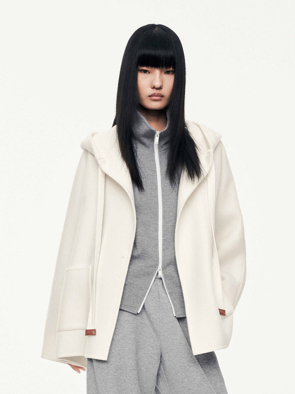 Drawstring Detail Wool Coat