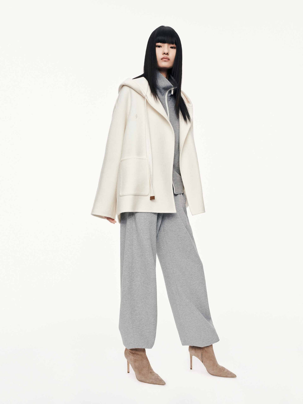 Drawstring Detail Wool Coat