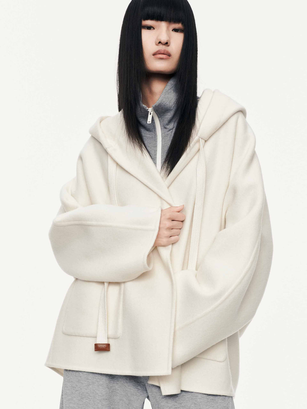 Drawstring Detail Wool Coat